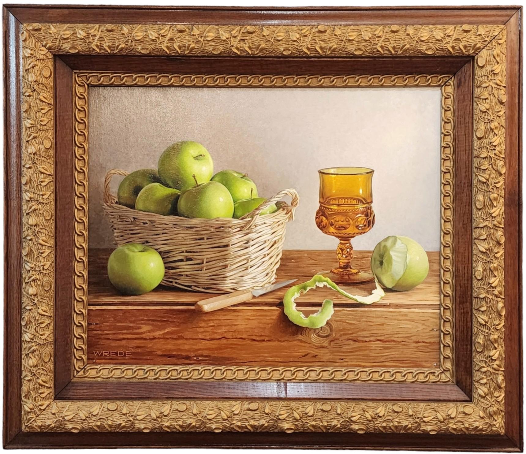 Jackson Wrede Still-Life Painting - Still Life with Green Apples, American Realist, Award Winning Contemporary