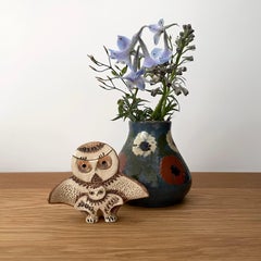 Jacky Coville French Ceramic Petite Owl Sculpture