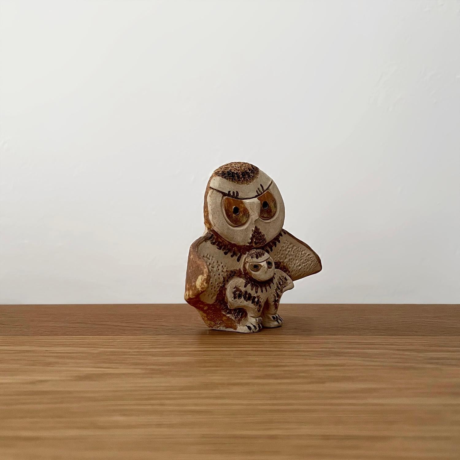Late 20th Century Jacky Coville French Ceramic Petite Owl Sculpture  For Sale