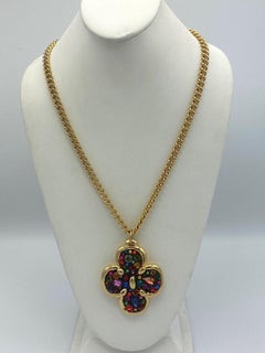 Jacky De G 1980 Collana con ciondolo in oro e strass