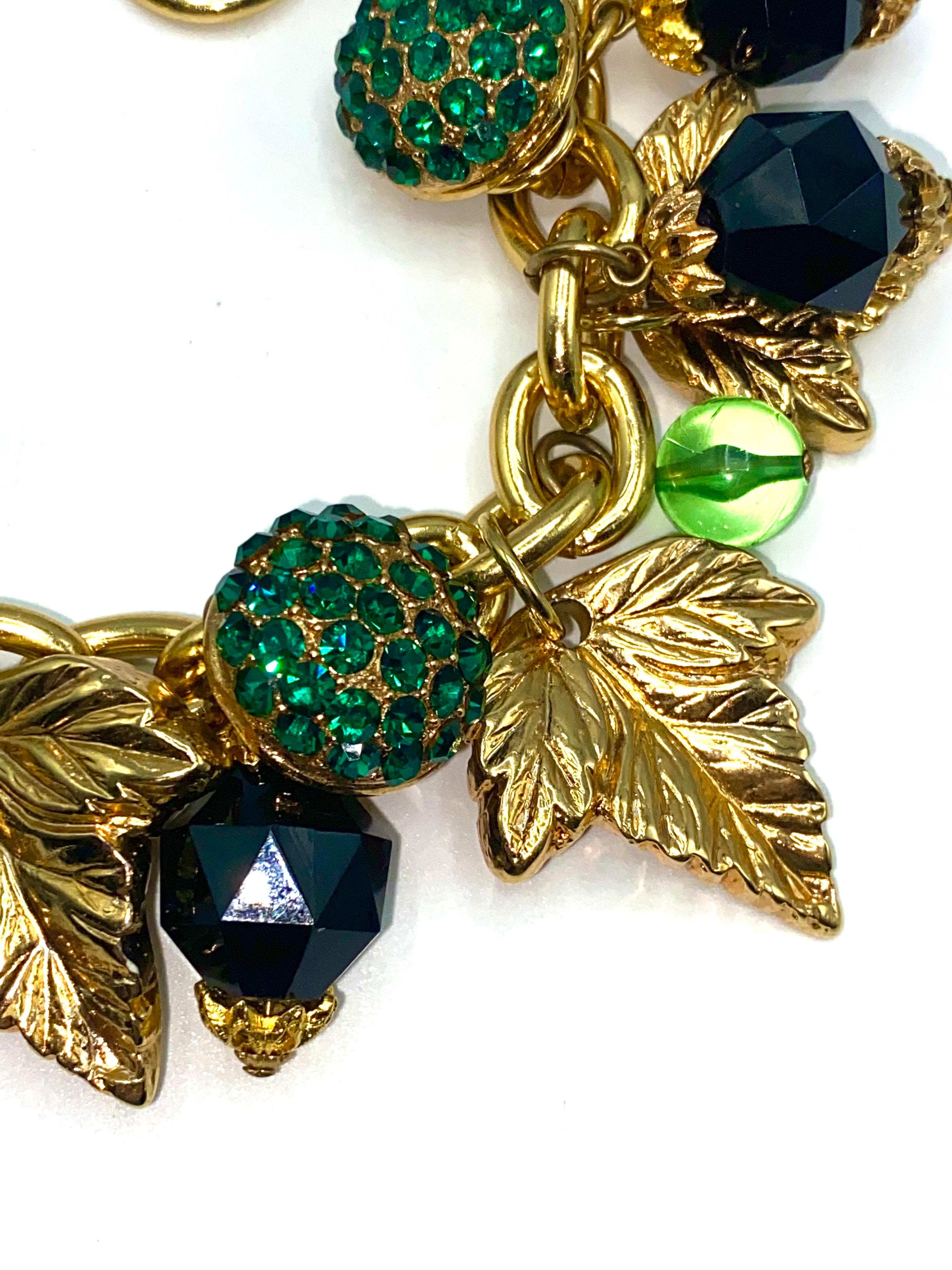 Jacky de G Paris 1980s Gold Leaves & Beads Charm Bracelet. For Sale 6