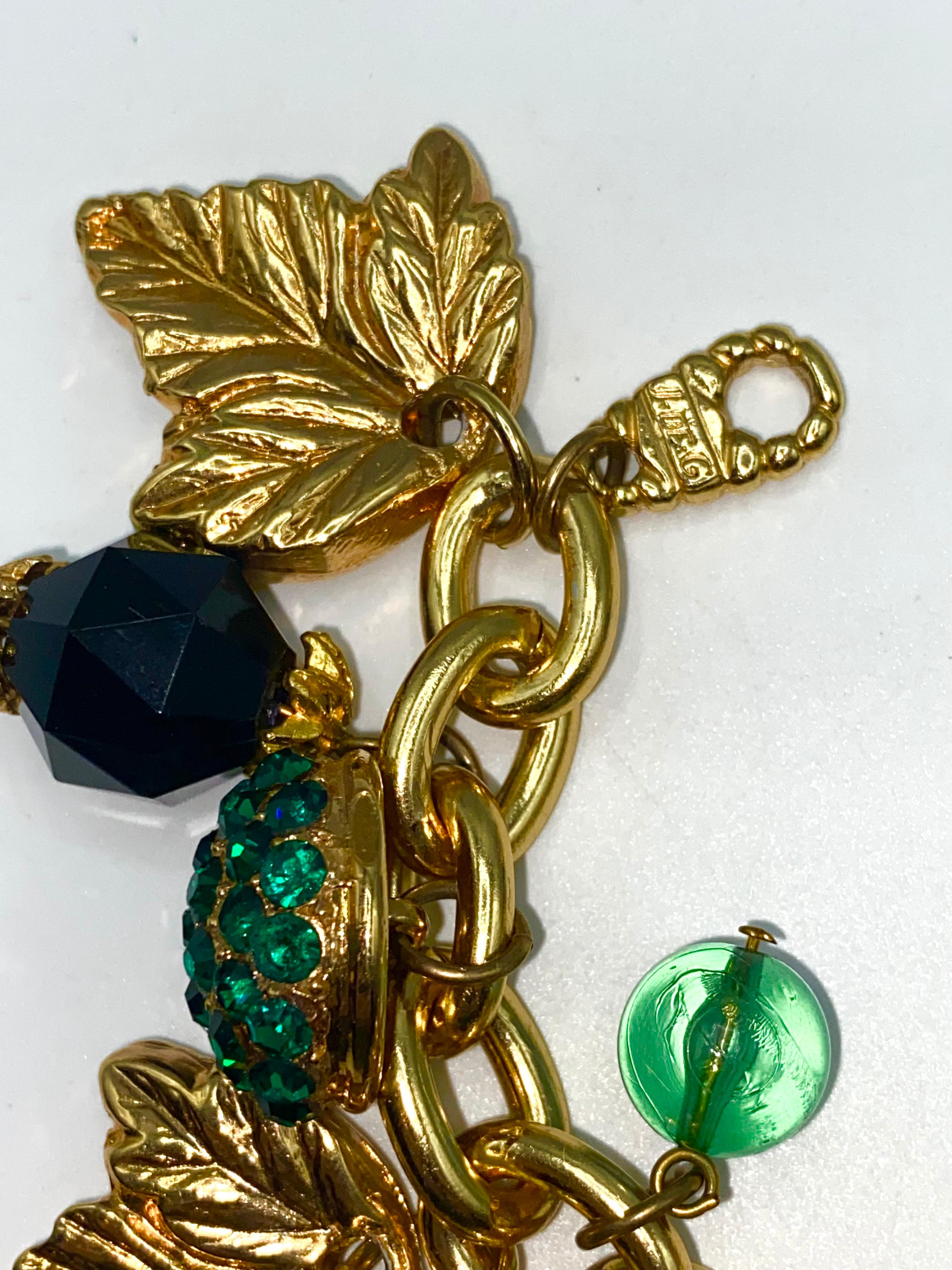 Jacky de G Paris 1980s Gold Leaves & Beads Charm Bracelet. For Sale 7