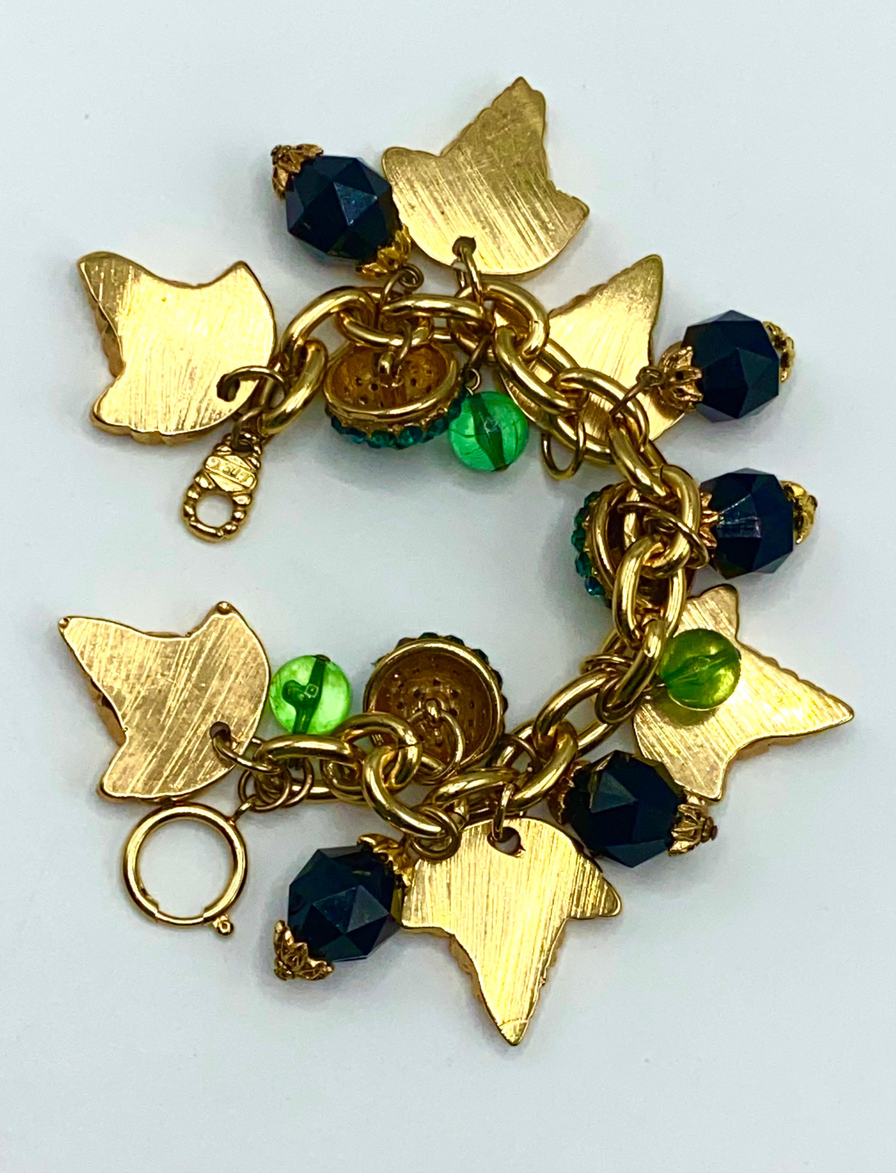 Jacky de G Paris 1980s Gold Leaves & Beads Charm Bracelet. For Sale 9