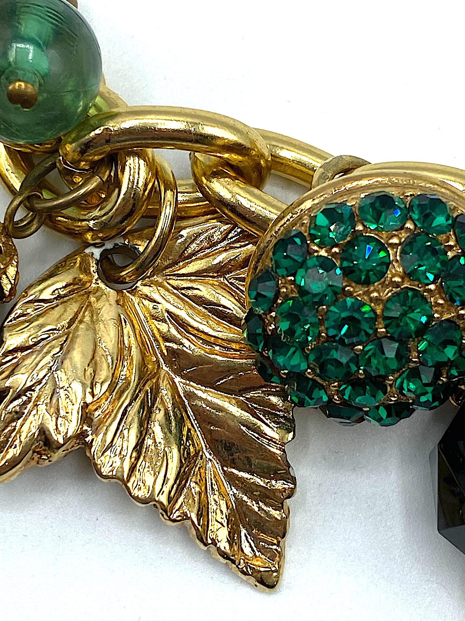 Jacky de G Paris 1980s Gold Leaves & Beads Charm Bracelet. For Sale 1