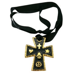 JACKY DE G Collier pendentif croix vintage