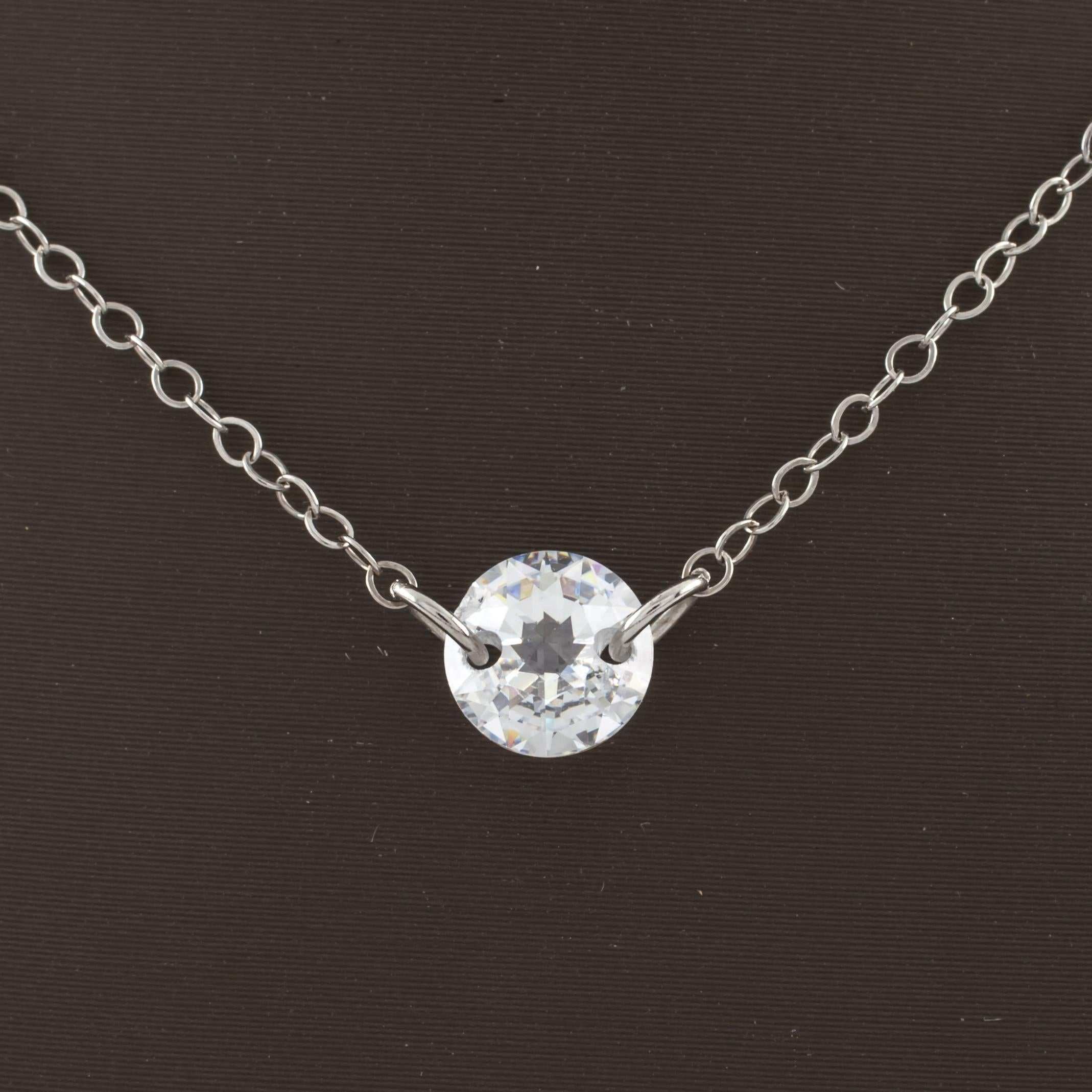 Jacmel Jewelry 14k White Gold Cubic Zirconia by the Yard Necklace, 20 Inches In Good Condition For Sale In Van Nuys, CA