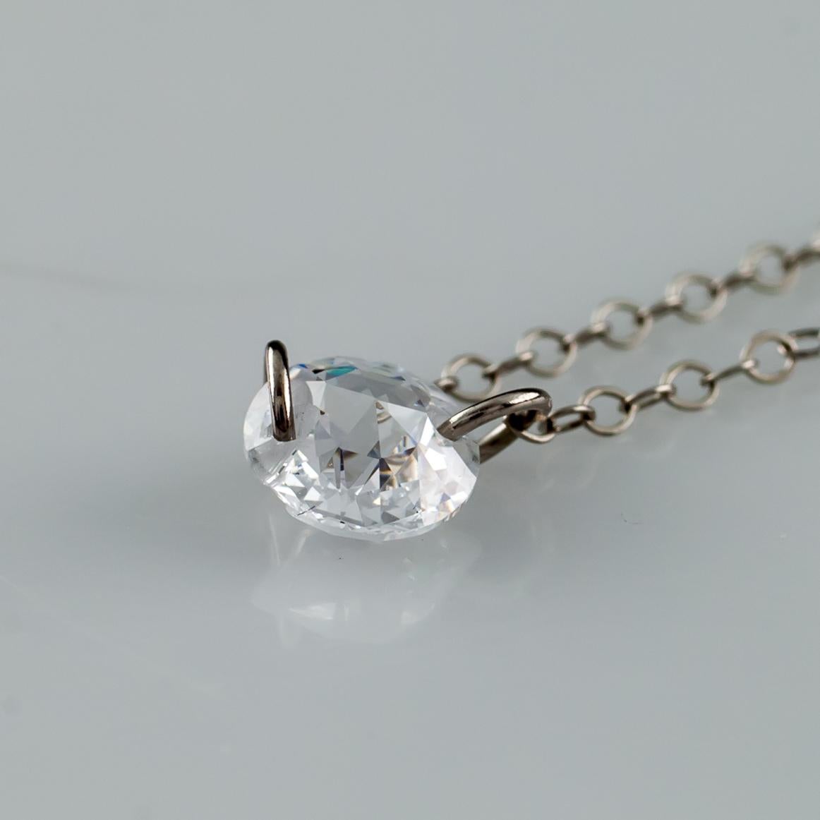 Jacmel Jewelry 14k White Gold Cubic Zirconia by the Yard Necklace, 20 Inches For Sale 1