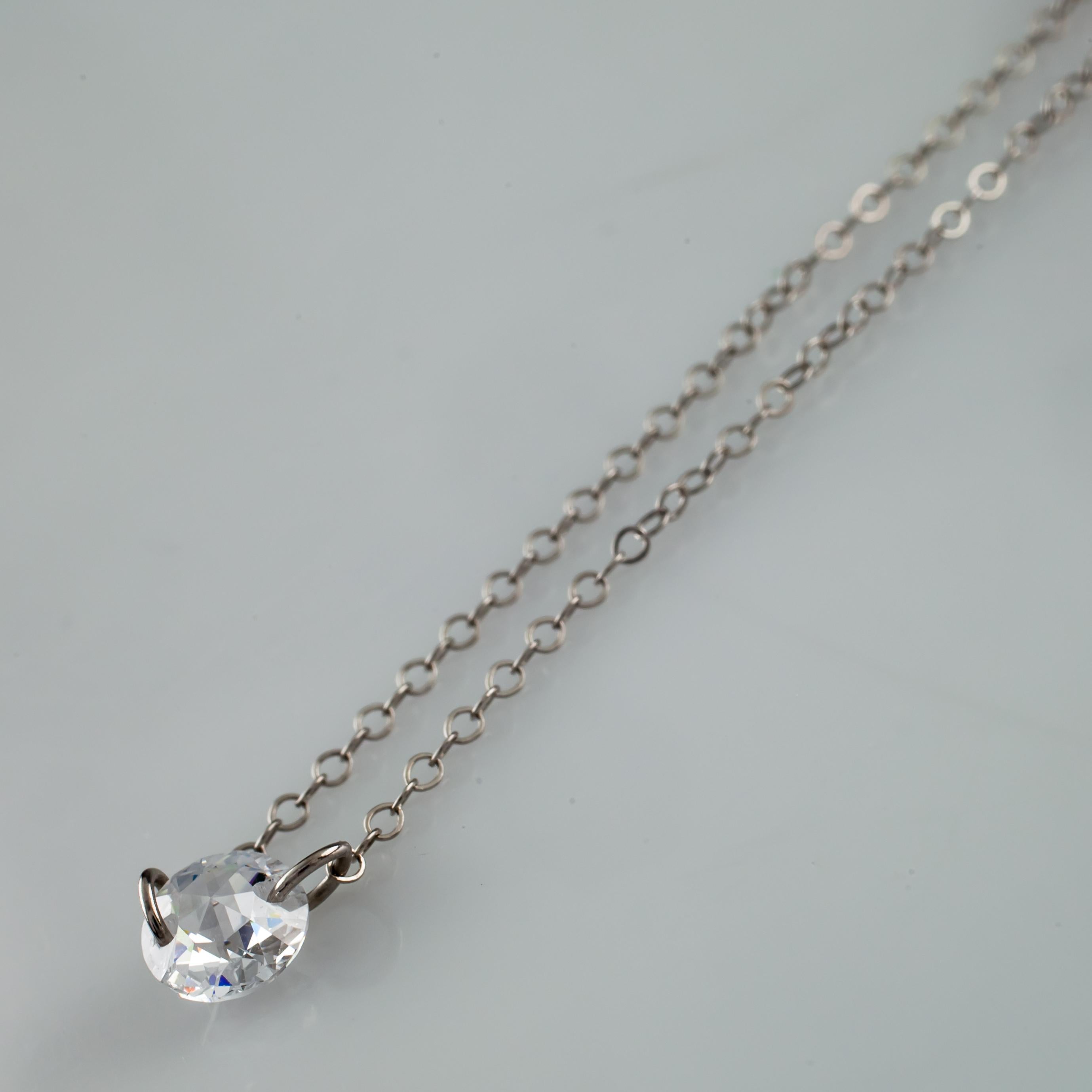 Jacmel Jewelry 14k White Gold Cubic Zirconia by the Yard Necklace, 20 Inches For Sale 2