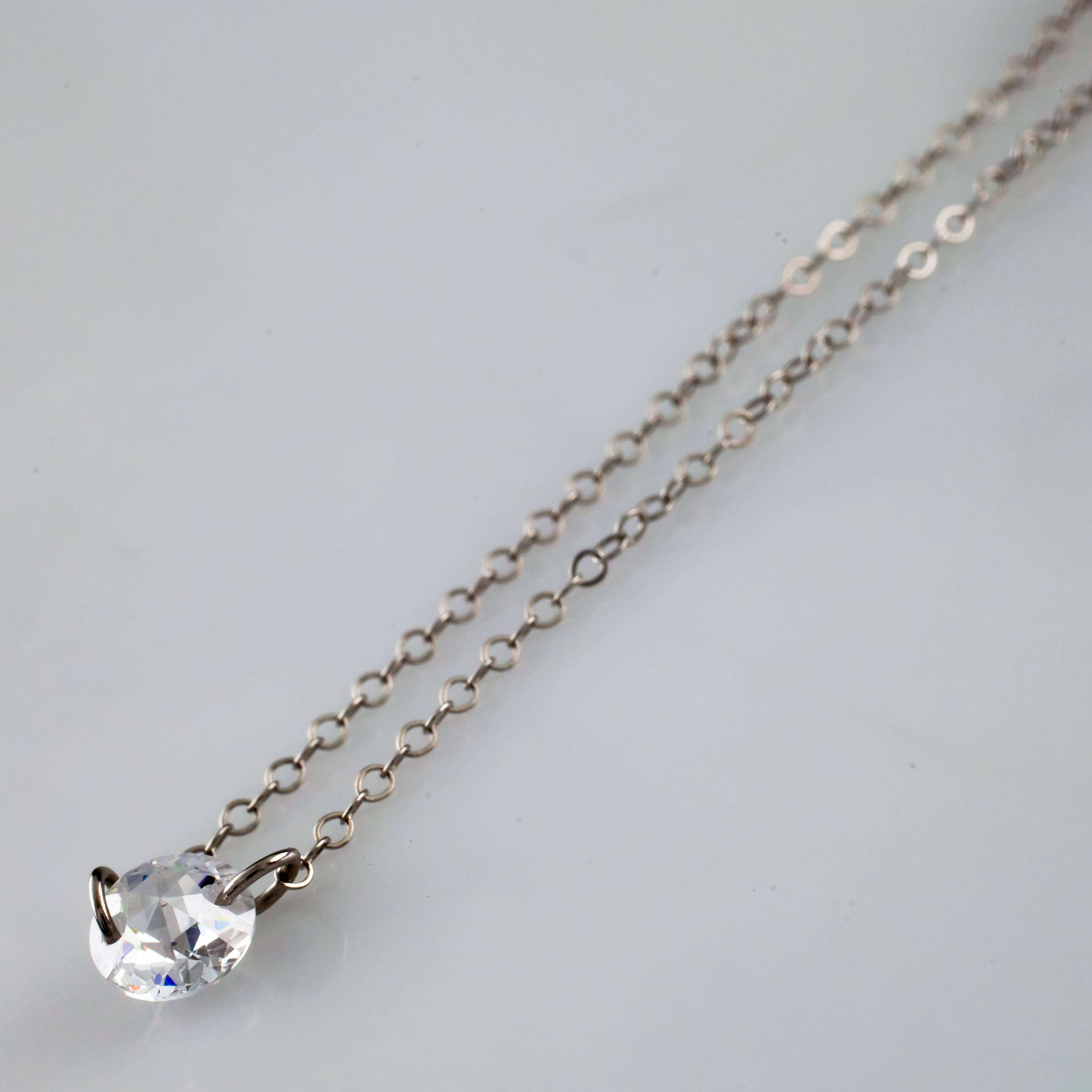 Jacmel Jewelry 14k White Gold Cubic Zirconia by the Yard Necklace, 20 Inches For Sale 3