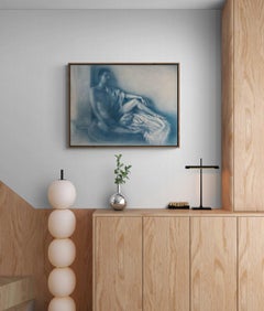 Étude de nu masculin, peinture à l'huile sur toile de lin belge « Blue for Boys »