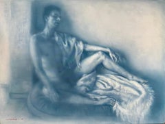 Étude de nu masculin, peinture à l'huile sur toile de lin belge « Blue for Boys »