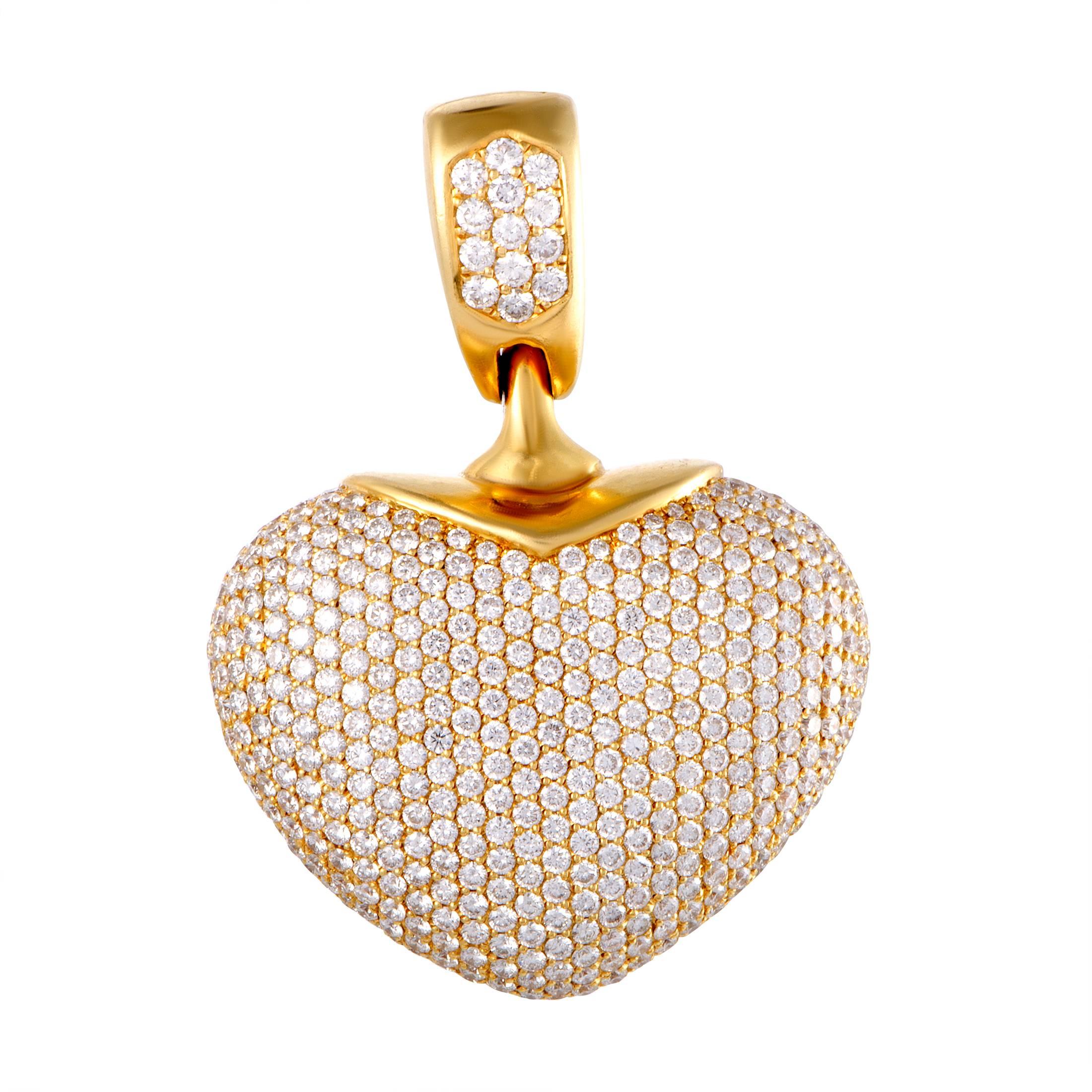 Jacob & Co. Full Diamond Pave Yellow Gold Heart Pendant