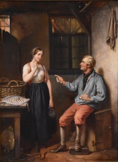 Peinture à l'huile de Jacob Akkersdijk intitulée « Un intérieur néerlandais »