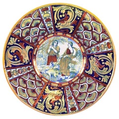 Jacob and Rachel Biblical Scene, Ceramic Decorative Plate, Italy, 1930s