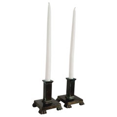Jacob Ängman for GAB, Solid Bronze Candlesticks, Lion Paw Decor, Swedish Grace
