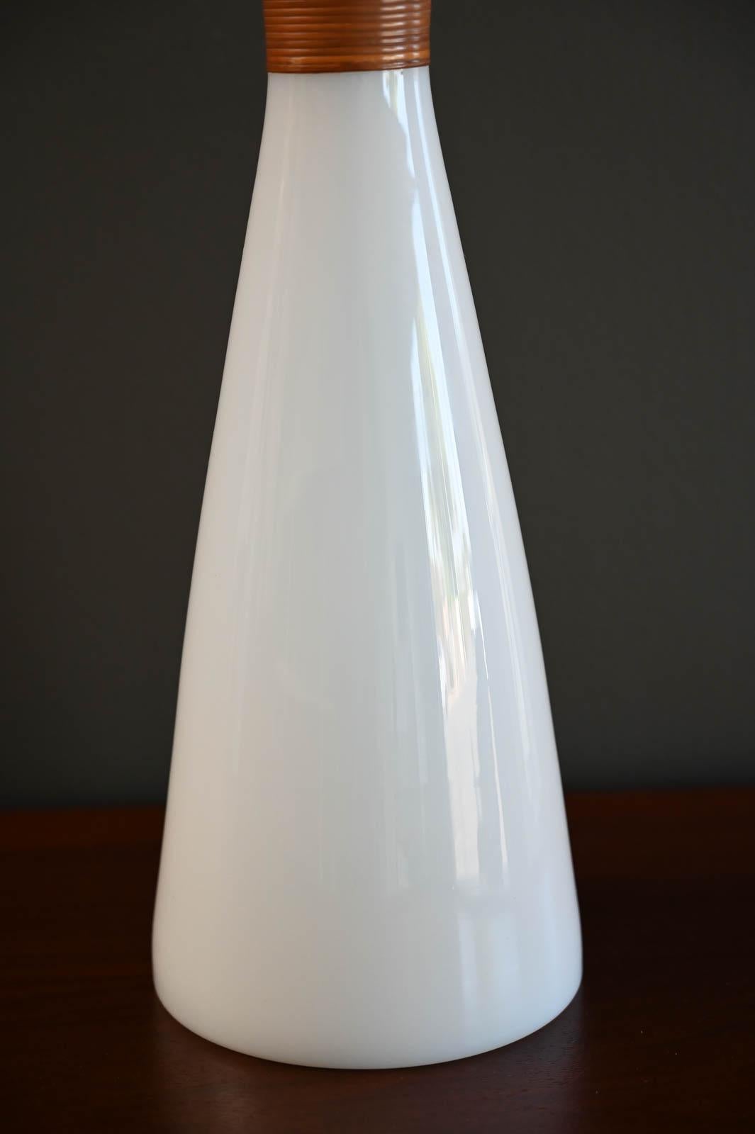 Jacob Bang for Kastrup White Opaline Glass Decanter, Raymor ca. 1960 In Good Condition In Costa Mesa, CA