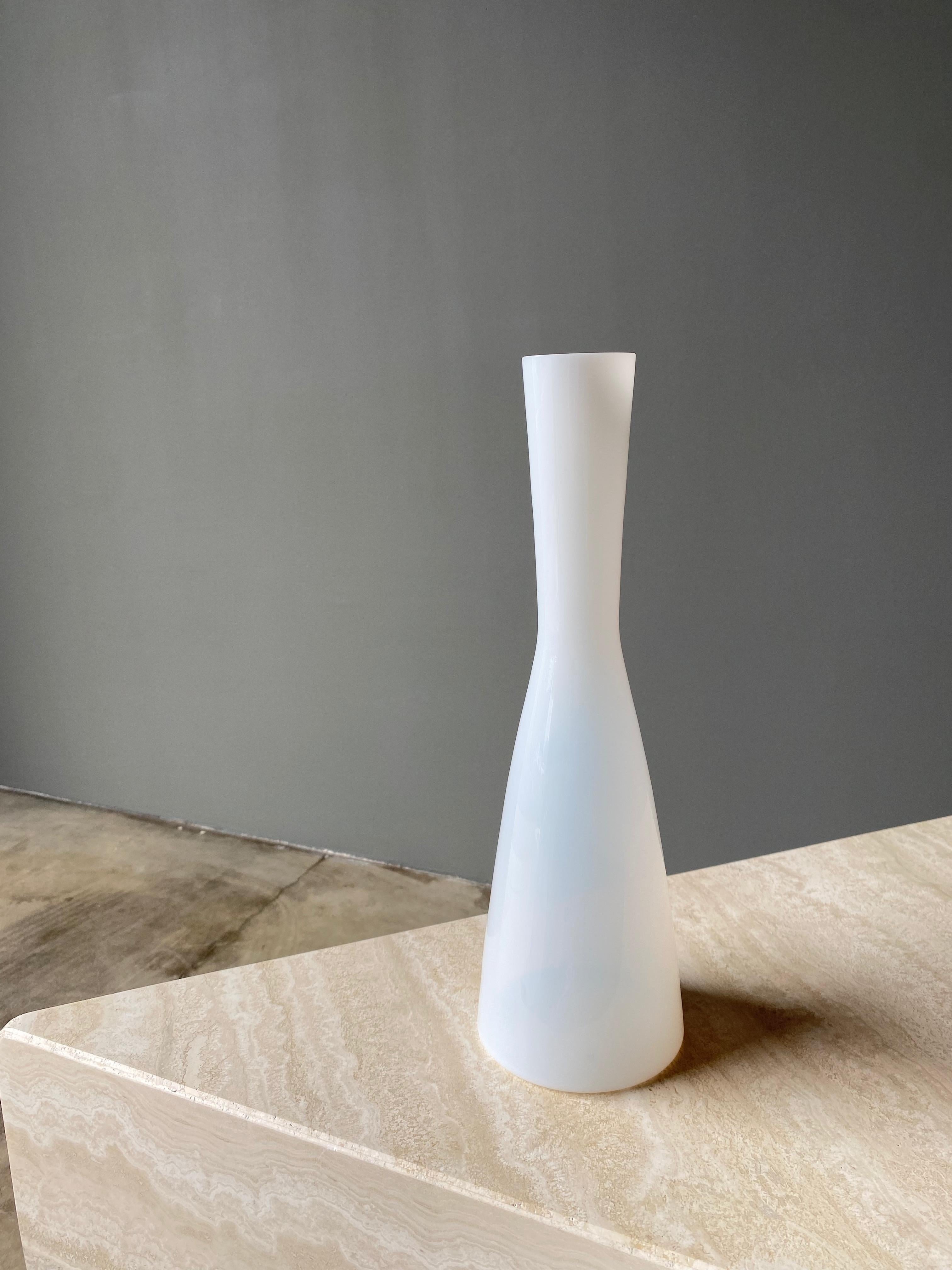 Jacob Bang White Glass Vase / Decanter for Kastrup, Denmark, 1960s.