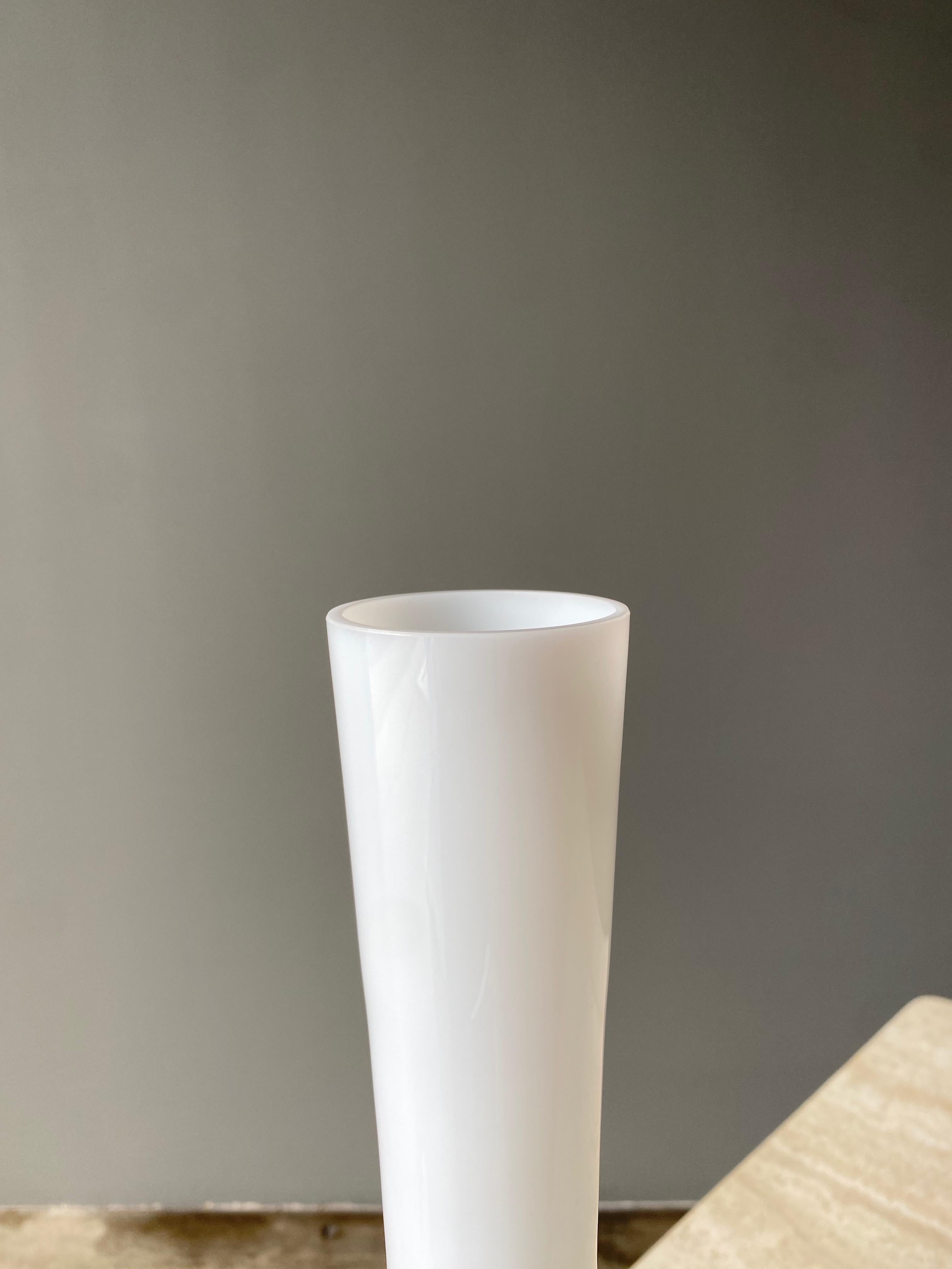 Danish Jacob Bang White Glass Vase / Decanter for Kastrup, Denmark, 1960s