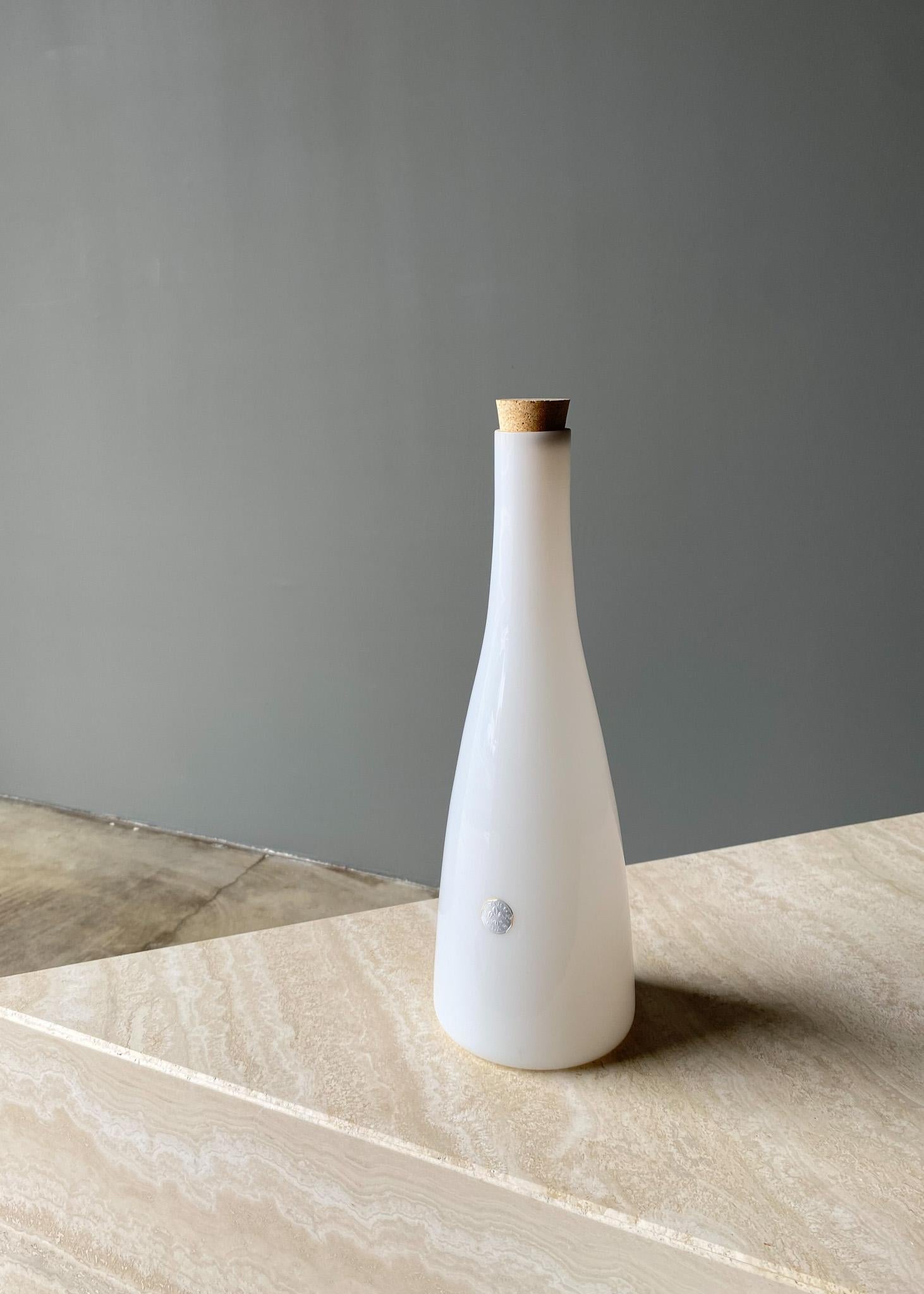 Jacob Bang White Glass Vase / Decanter for Kastrup, Denmark, 1960s In Good Condition For Sale In Costa Mesa, CA