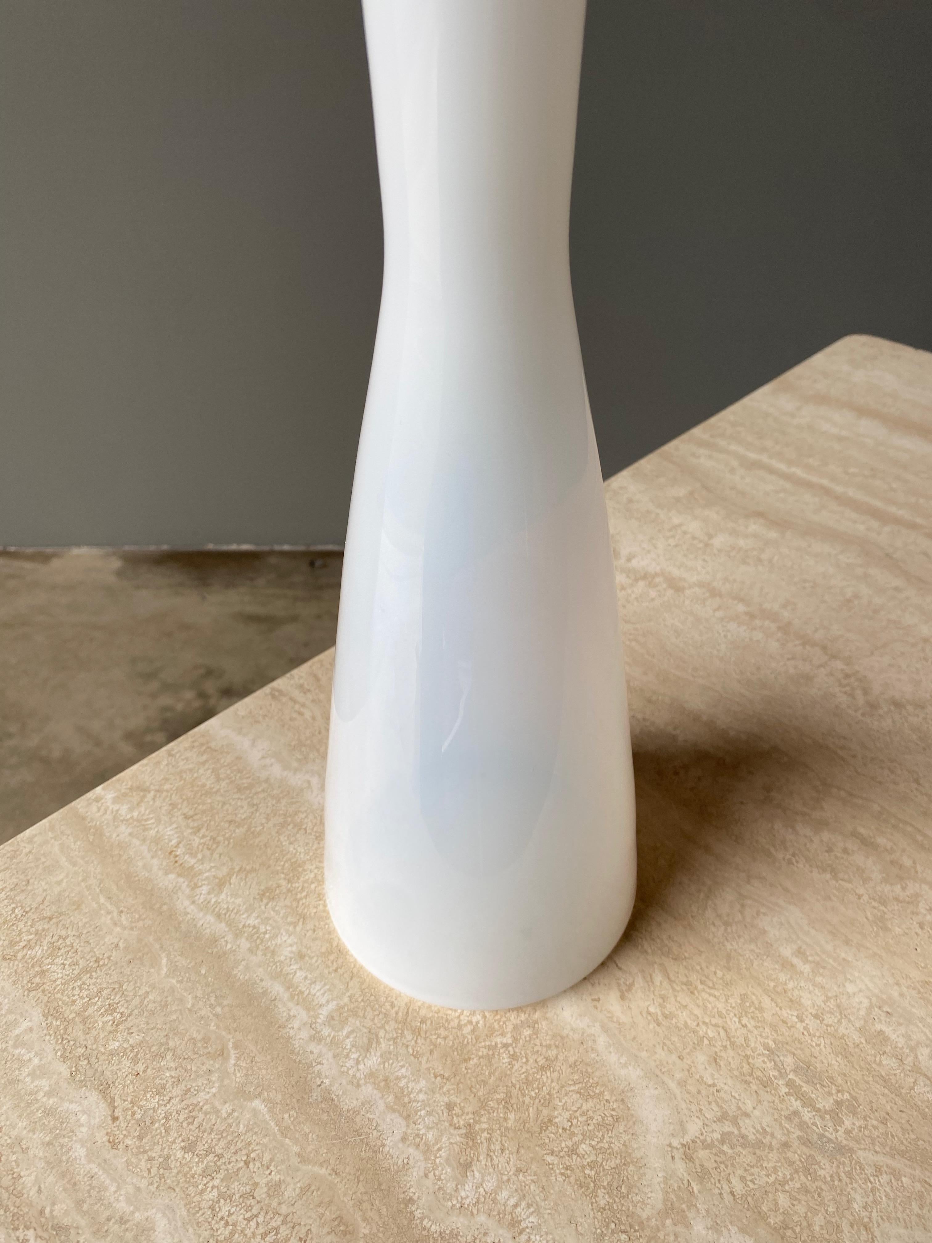 Jacob Bang White Glass Vase / Decanter for Kastrup, Denmark, 1960s In Good Condition In Costa Mesa, CA
