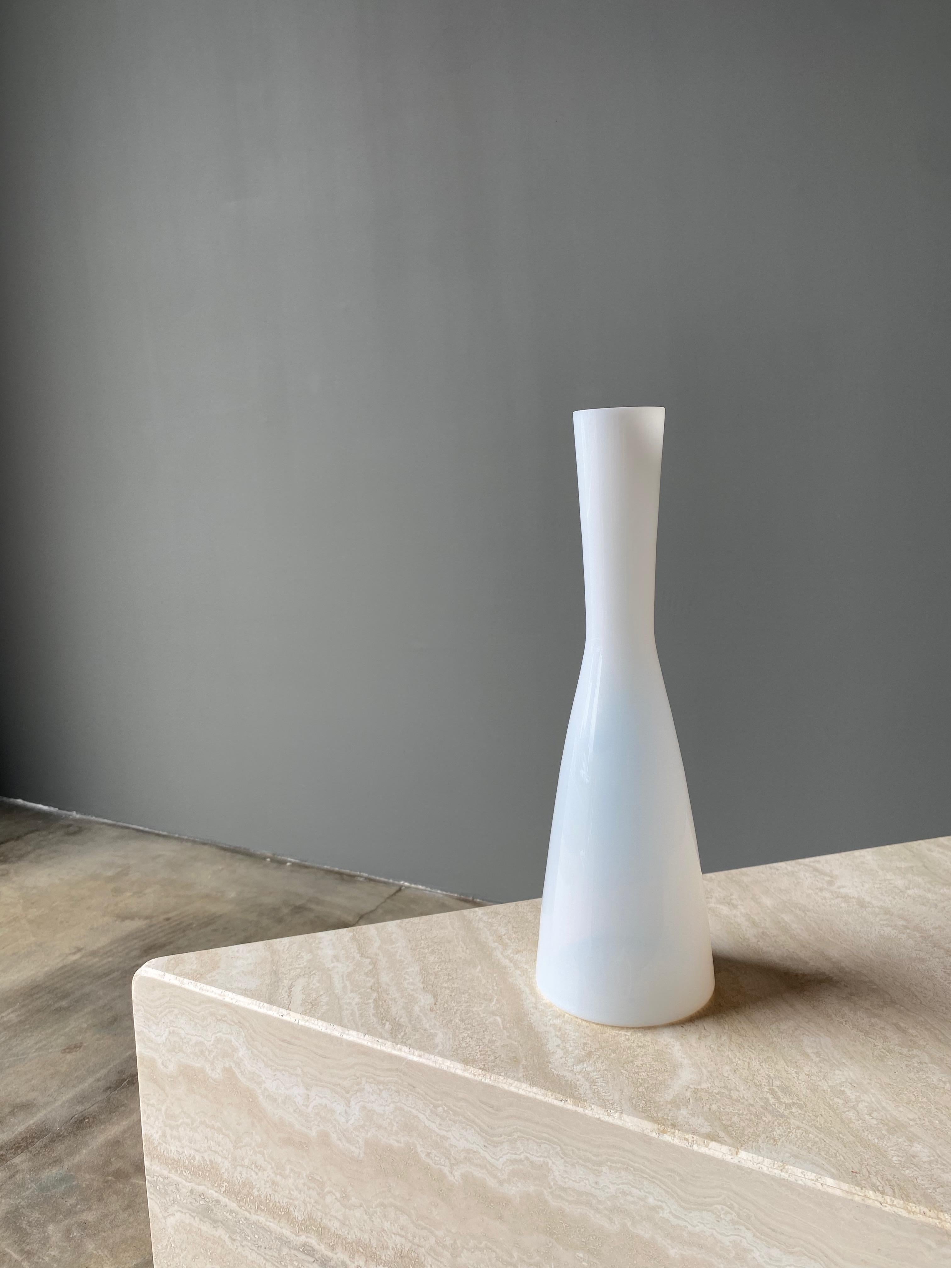 20th Century Jacob Bang White Glass Vase / Decanter for Kastrup, Denmark, 1960s
