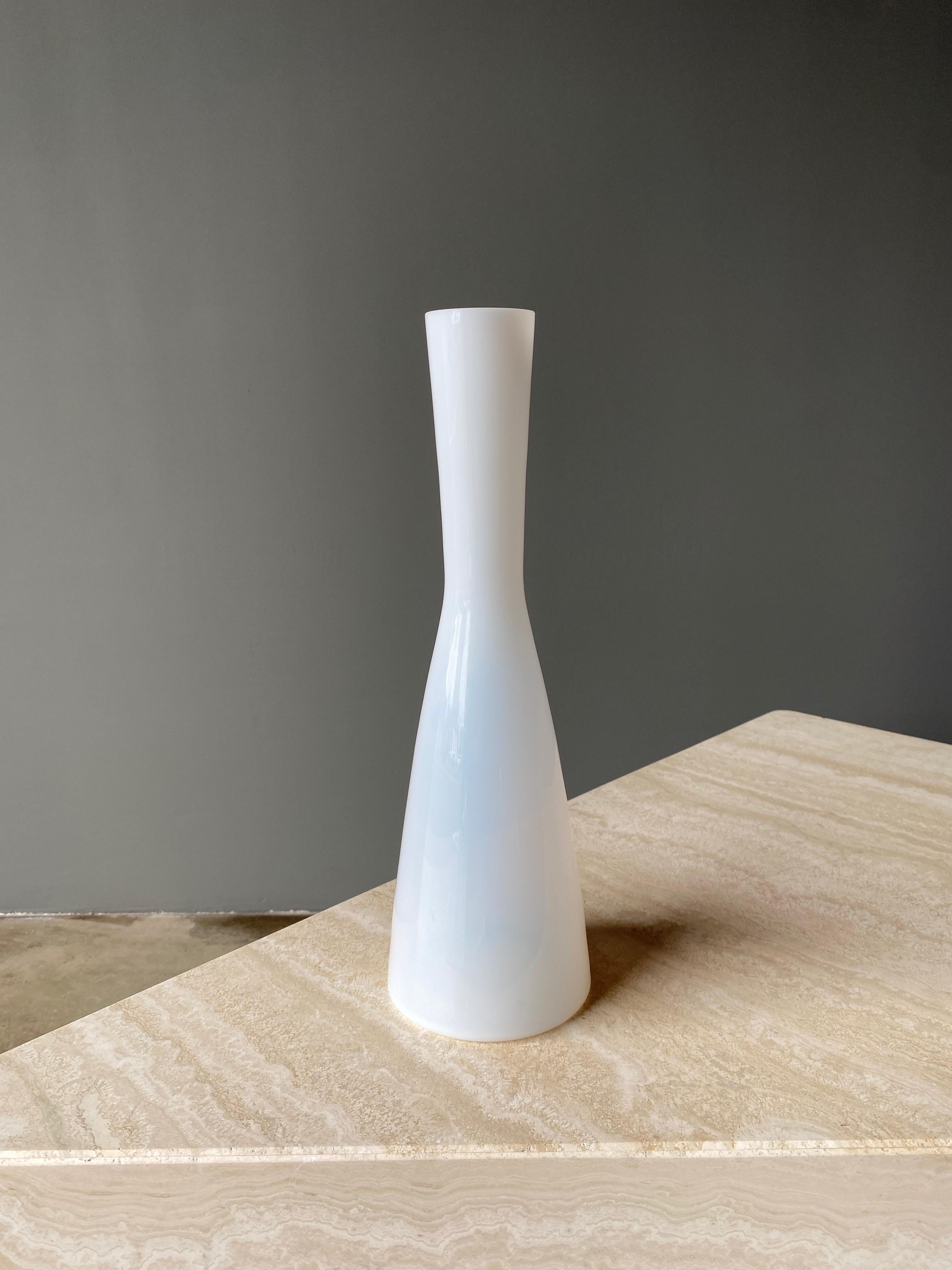 Jacob Bang White Glass Vase / Decanter for Kastrup, Denmark, 1960s 1