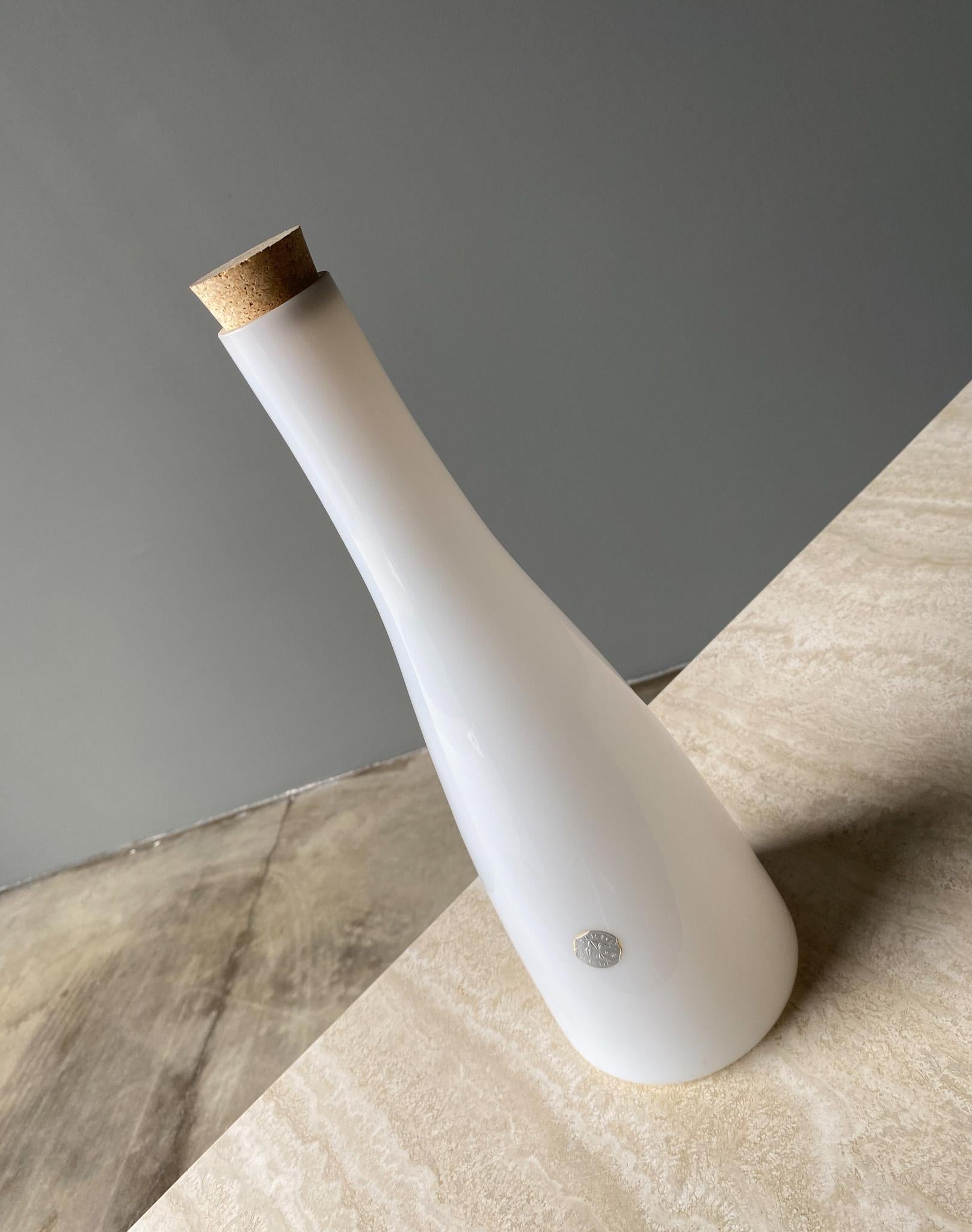 Jacob Bang White Glass Vase / Decanter for Kastrup, Denmark, 1960s For Sale 2