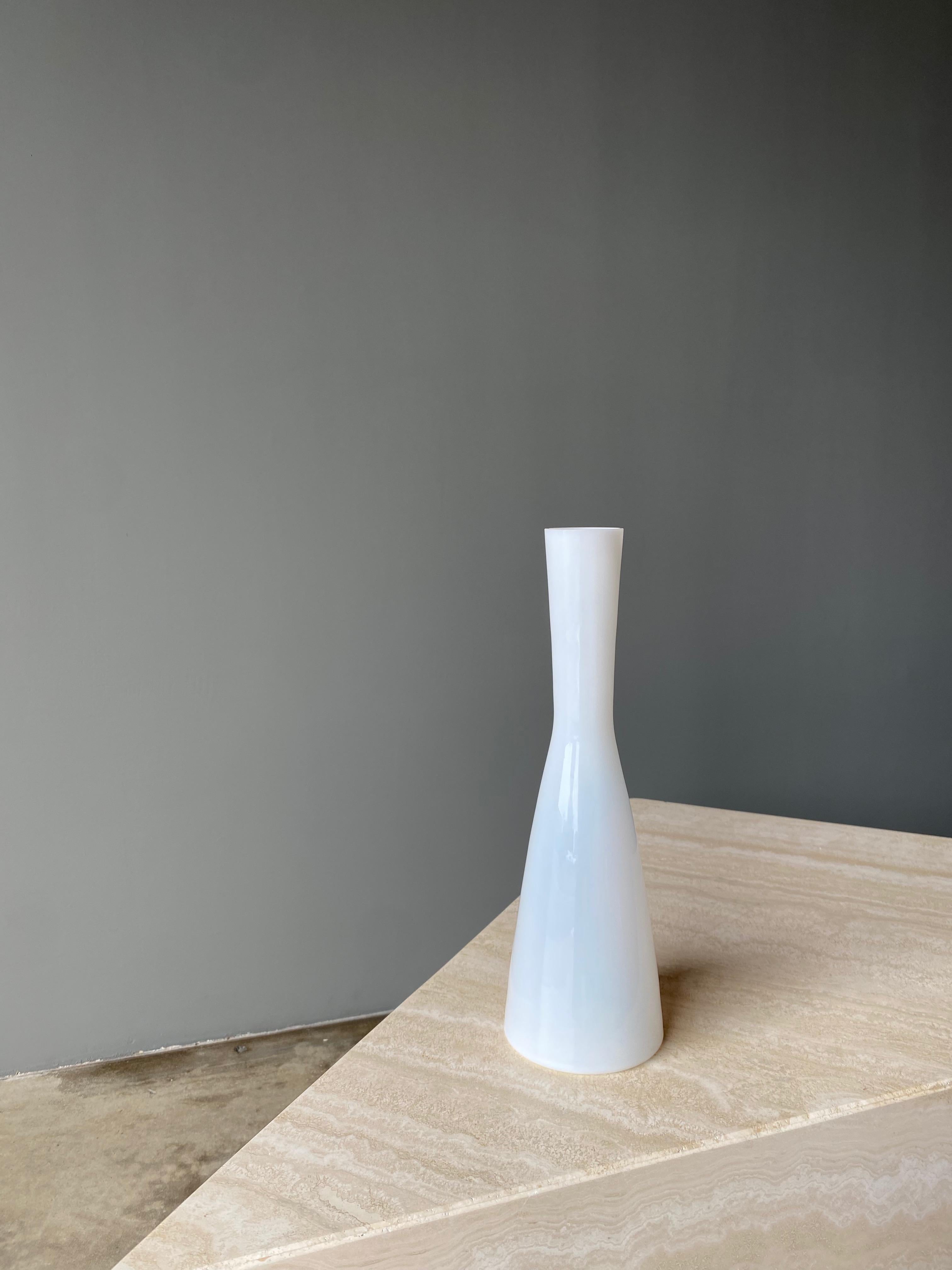 Jacob Bang White Glass Vase / Decanter for Kastrup, Denmark, 1960s 3