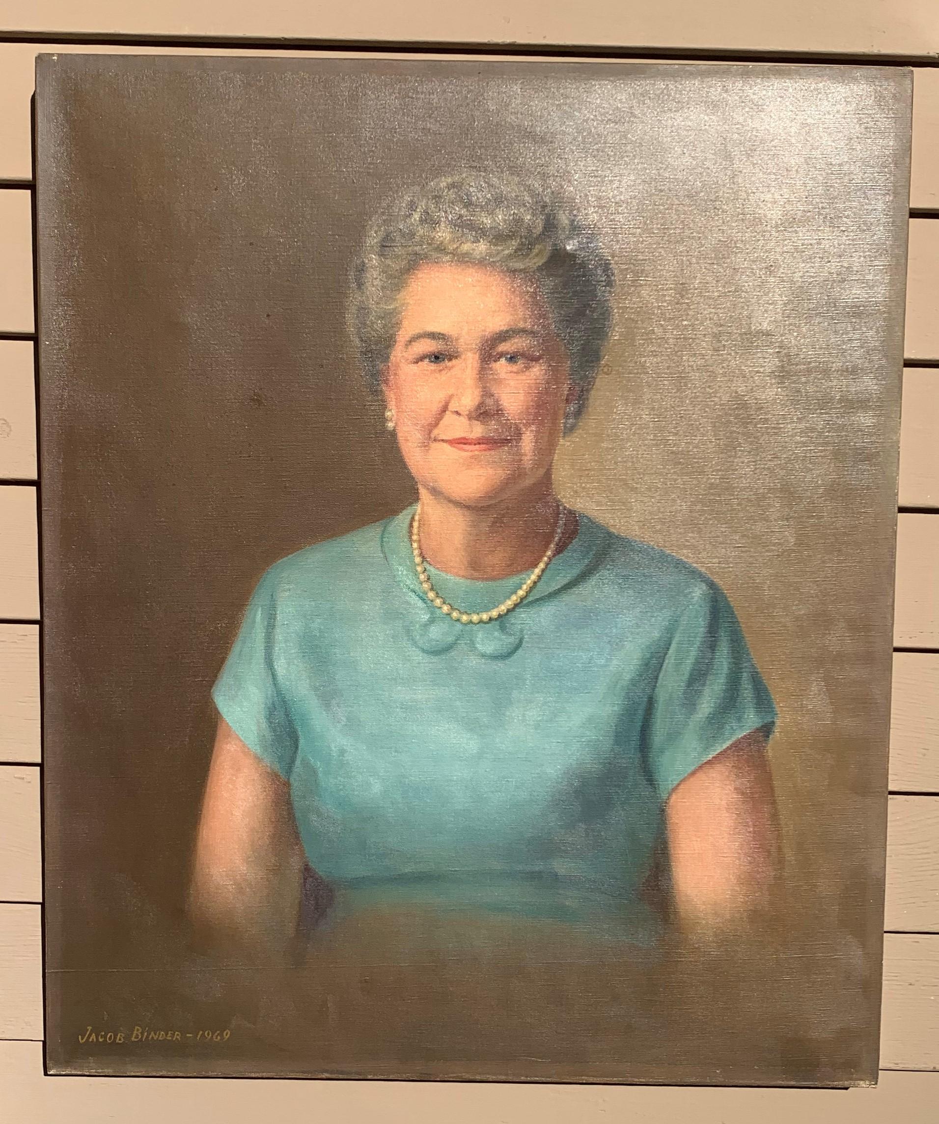 L'artiste américain Jacob Binder (1887-1984), peinture à l'huile, portrait, 1969