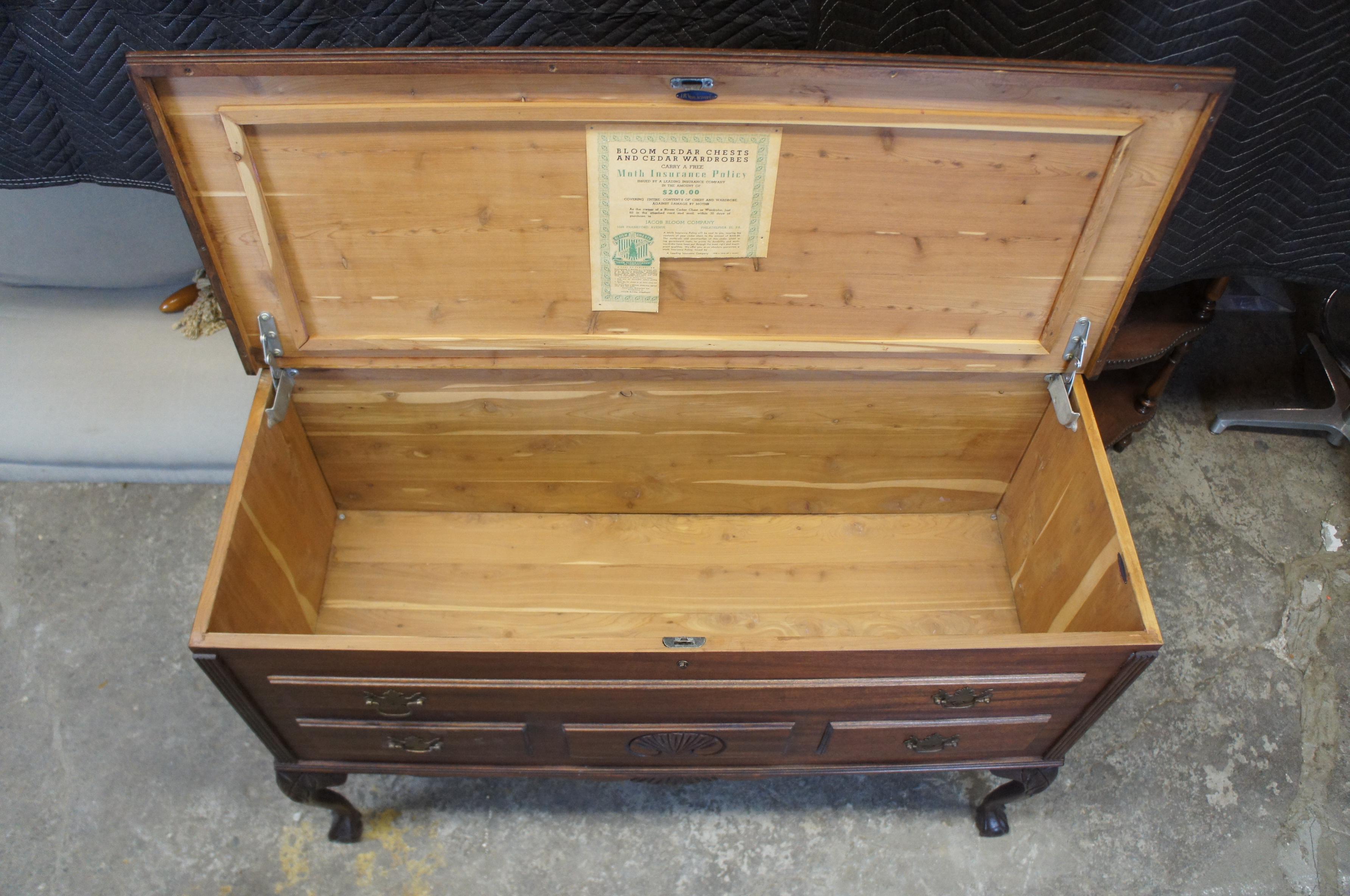 Jacob Bloom Co. American Mahogany Chippendale Cedar Chest Wardrobe Coffer Trunk 2