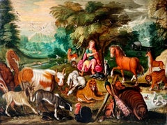 17th century Flemish Old Master - Orpheus charming the animals with his music