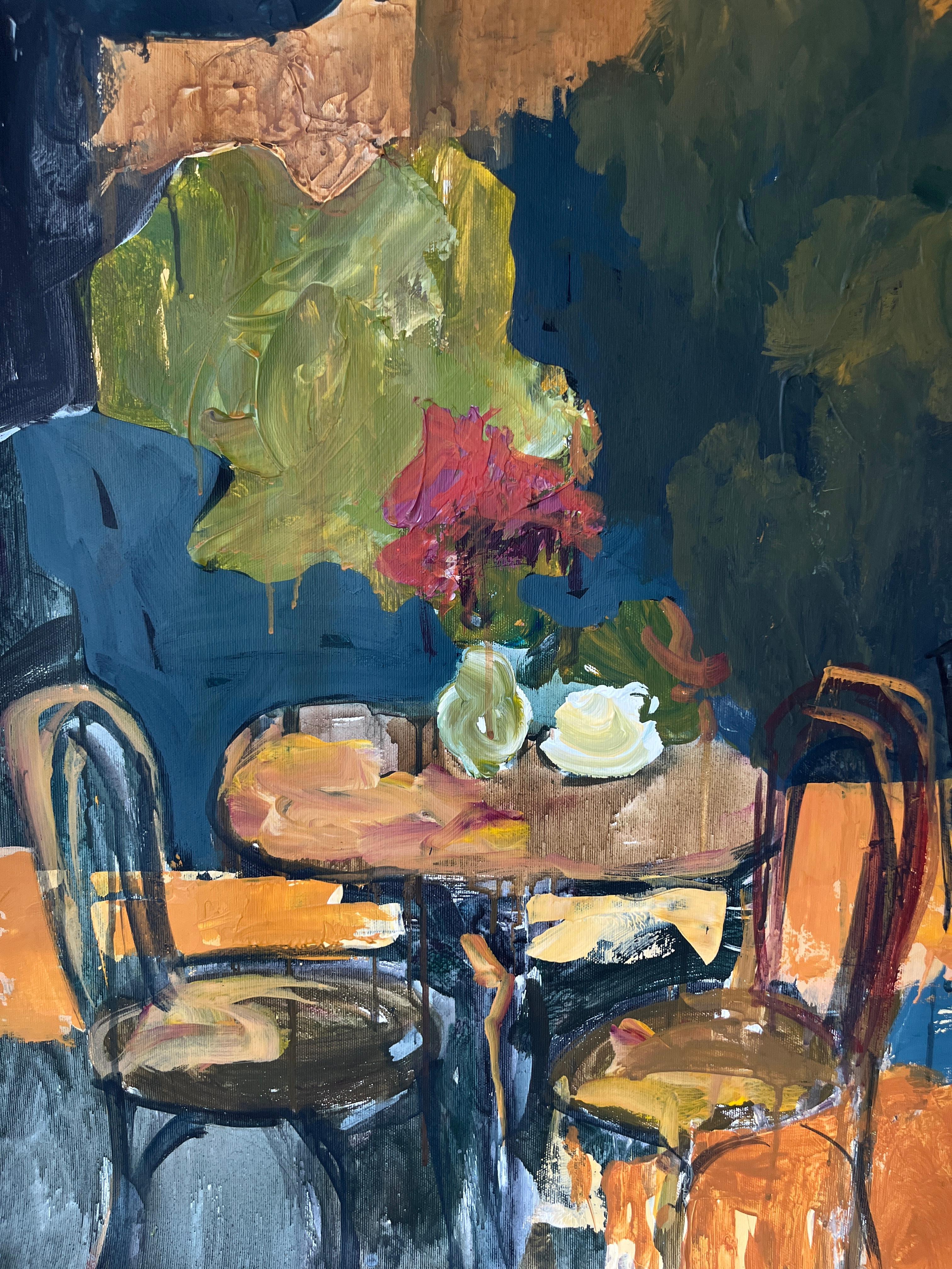 Tasse Grüner Tee (Schwarz), Abstract Painting, von Jacob Burda 