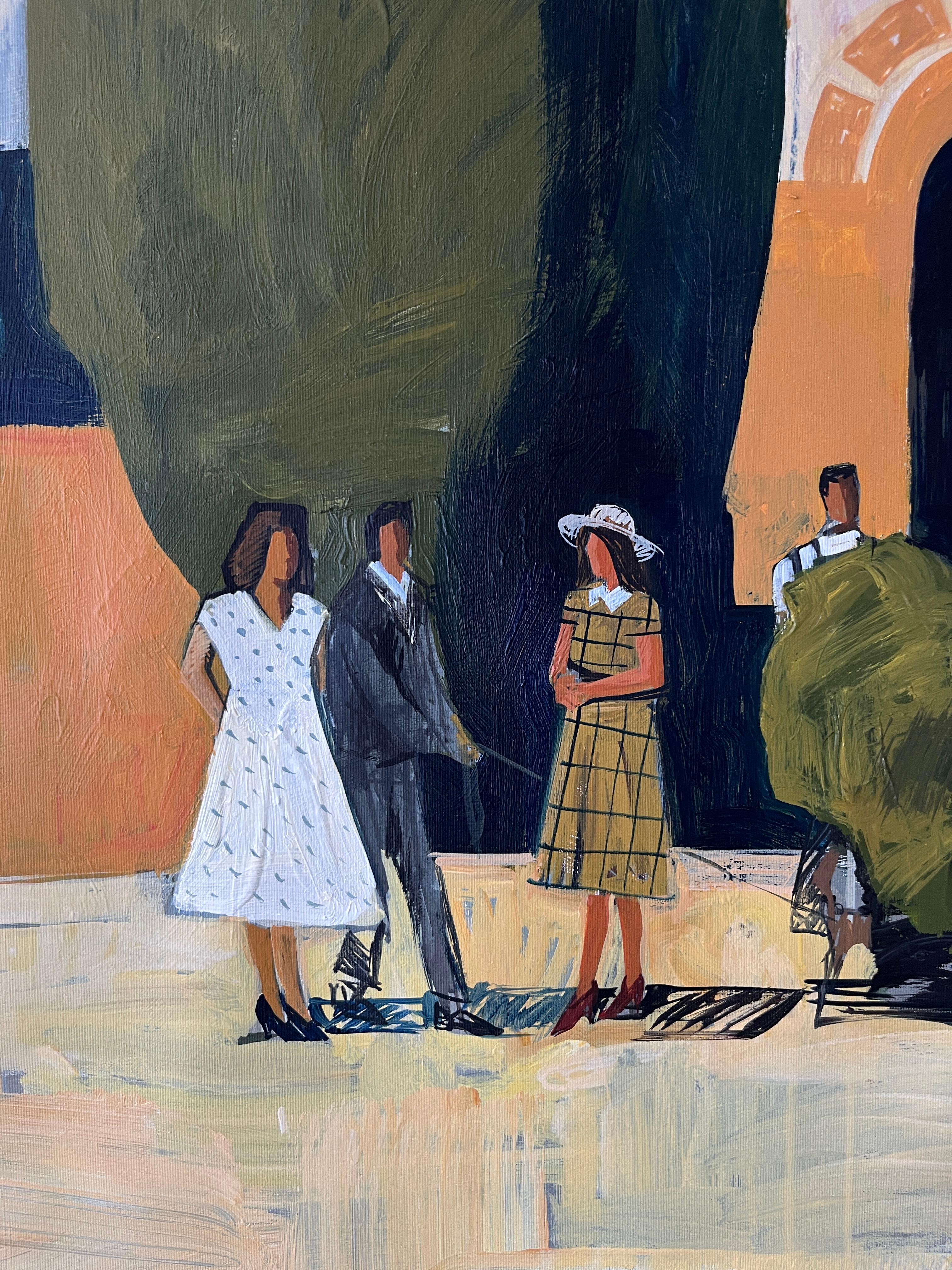 Via della città di sera - Painting Contemporaneo di Jacob Burda 