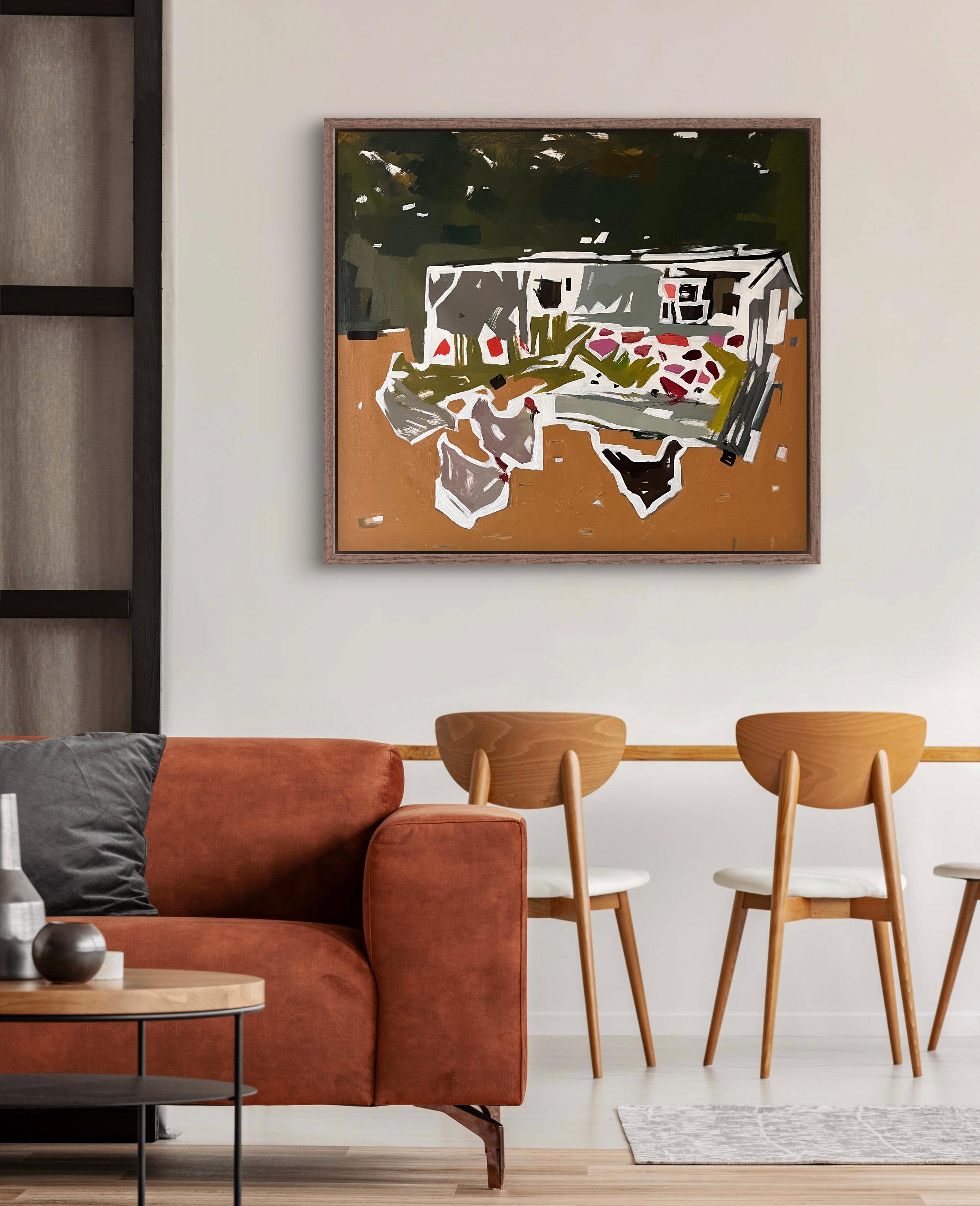 Flowerbed - Brown Figurative Painting by Jacob Burda 