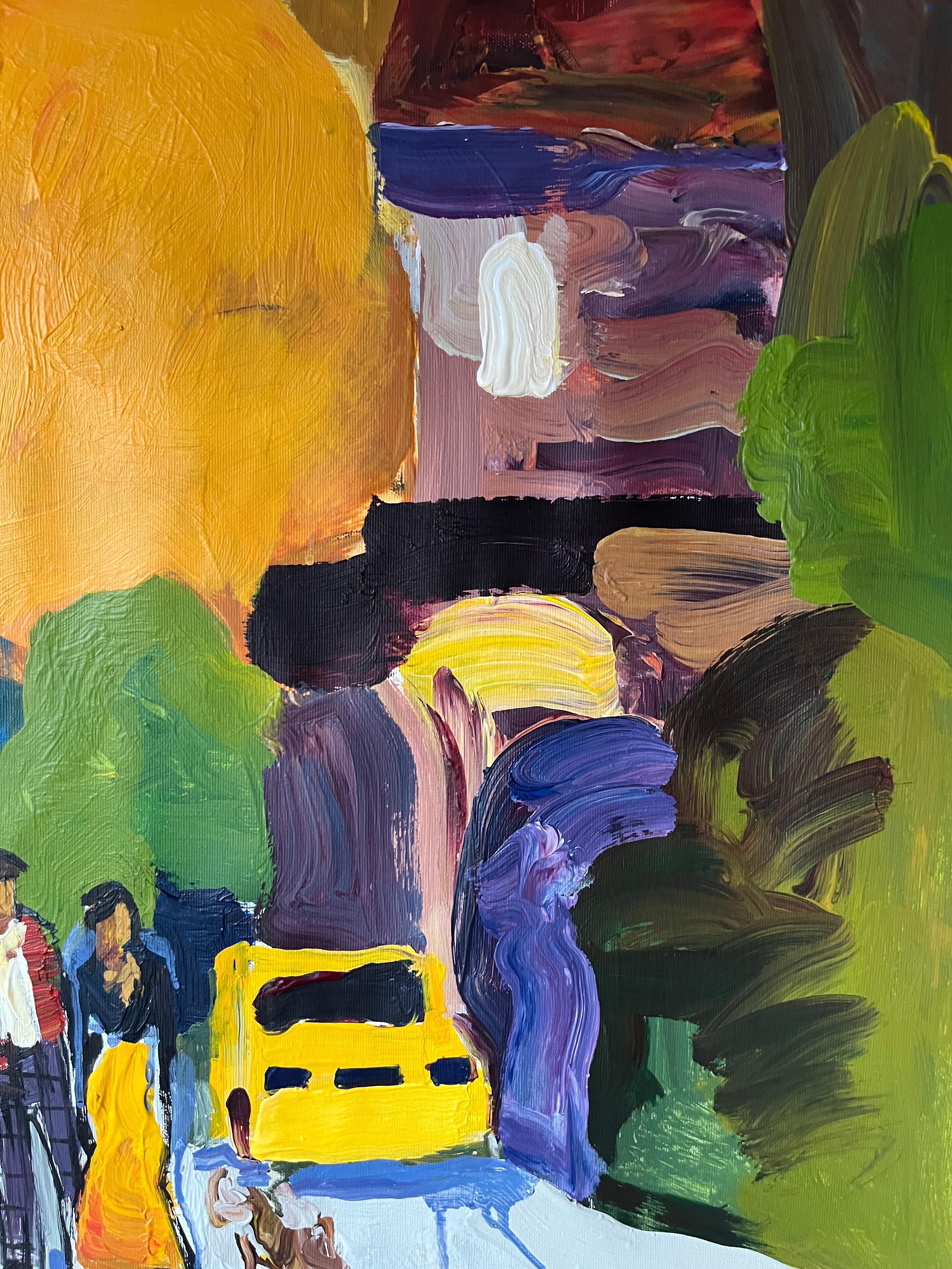 Goldene Straßen (Braun), Figurative Painting, von Jacob Burda 