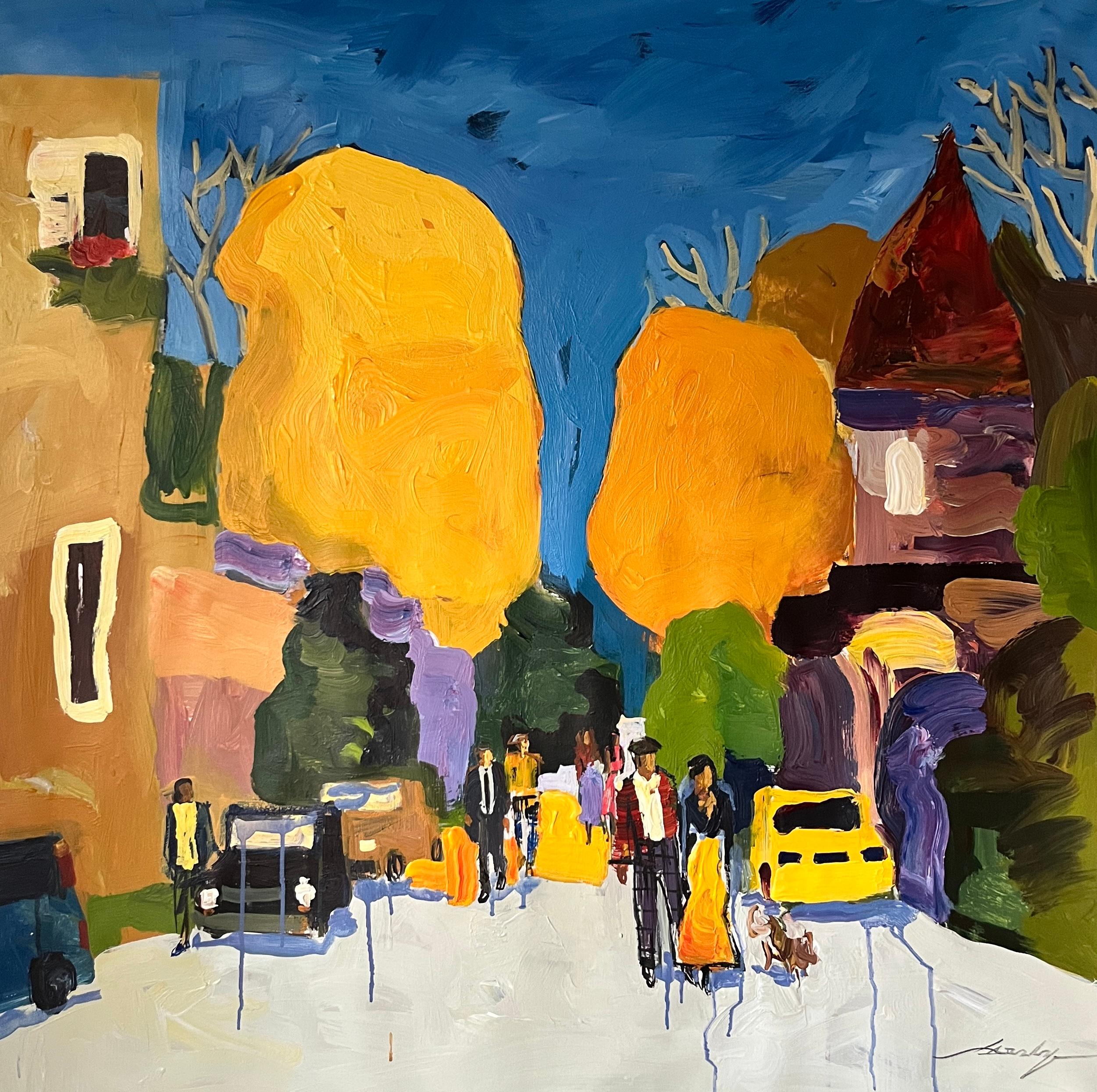Jacob Burda  Figurative Painting – Goldene Straßen
