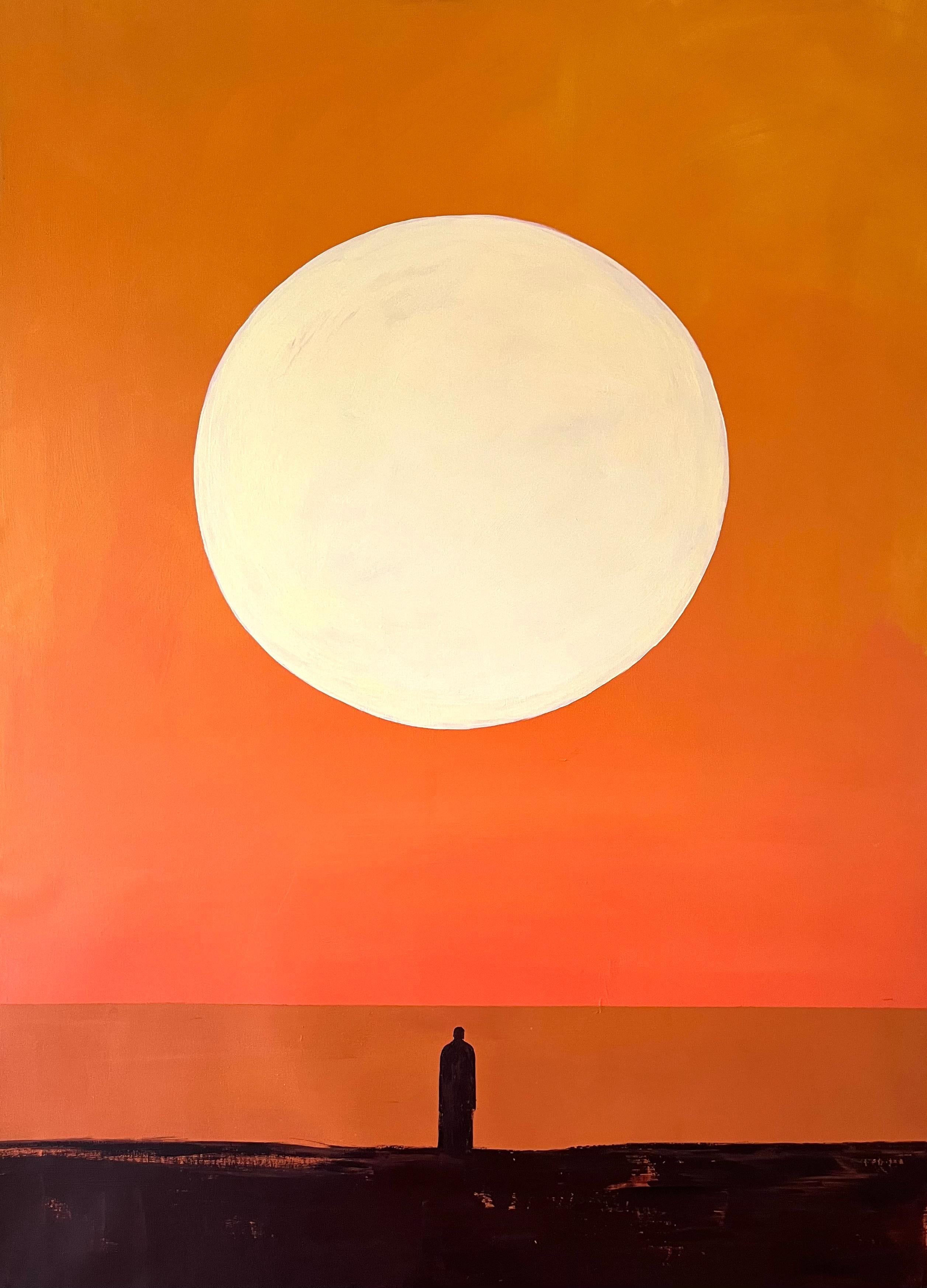 spedito in Rolle 
Una composizione religiosa che raffigura Cristo presso il Mare di Galilea.

La scena è immersa nel bagliore di un vasto tramonto arancione, con una figura scura e solitaria che si staglia all'orizzonte. Questo è il Messia, colui