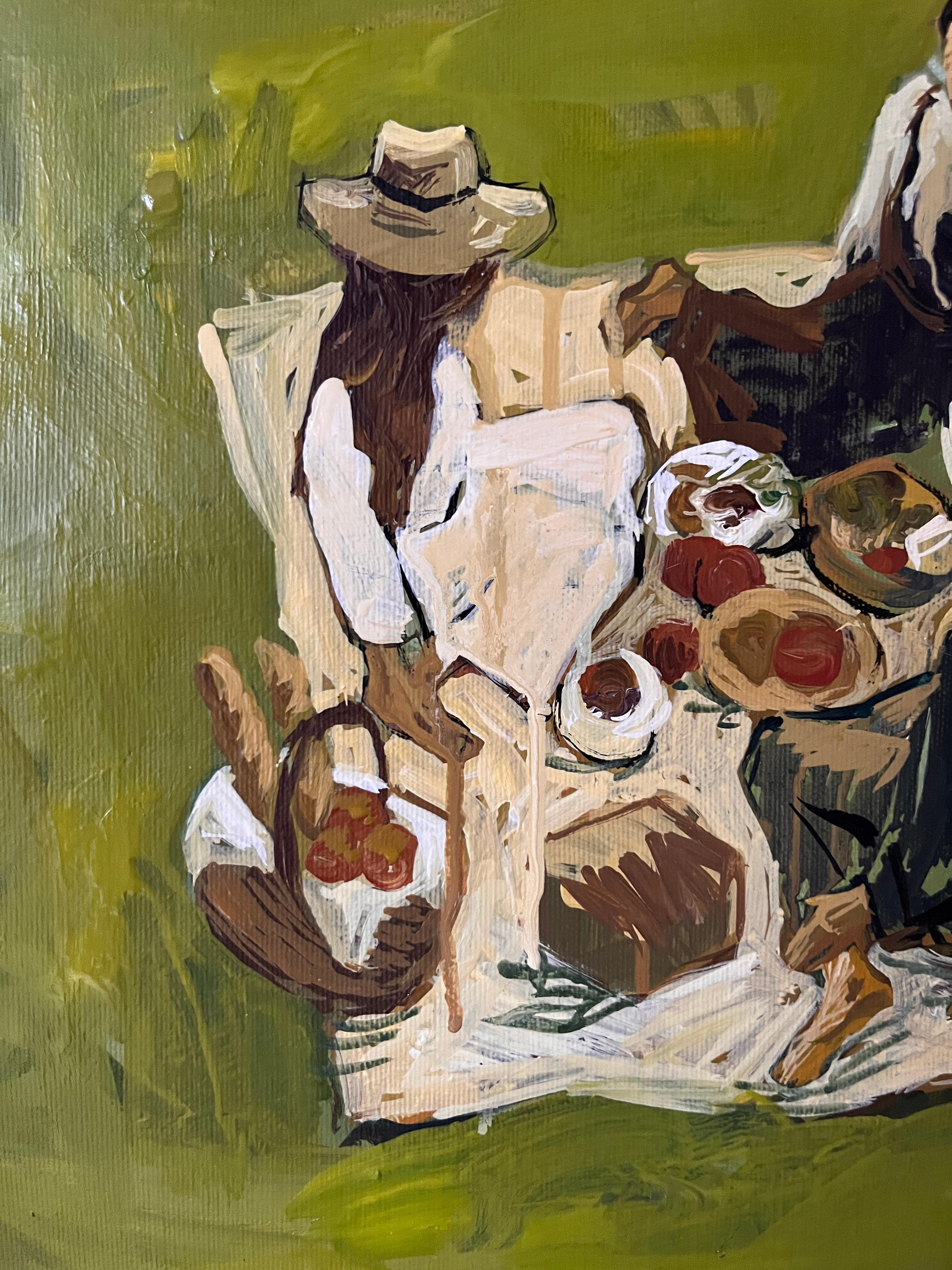 Picnic in the Green Valley – Painting von Jacob Burda 