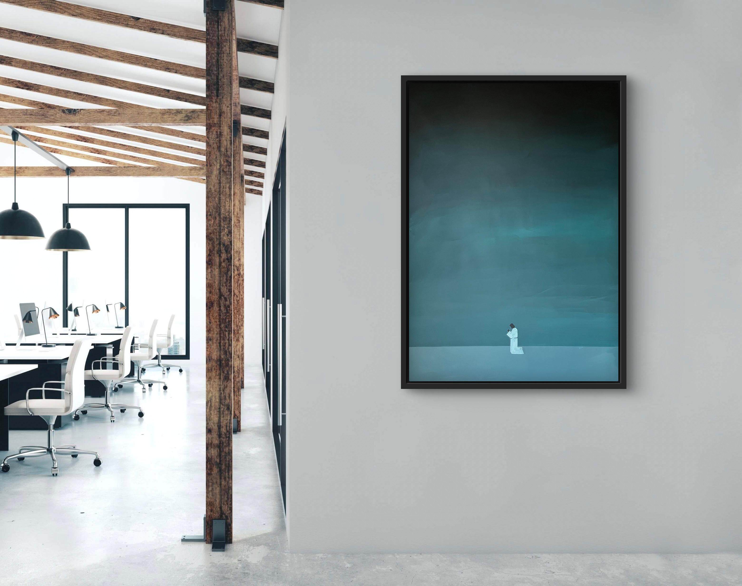 Prayer - Blue Figurative Painting by Jacob Burda 
