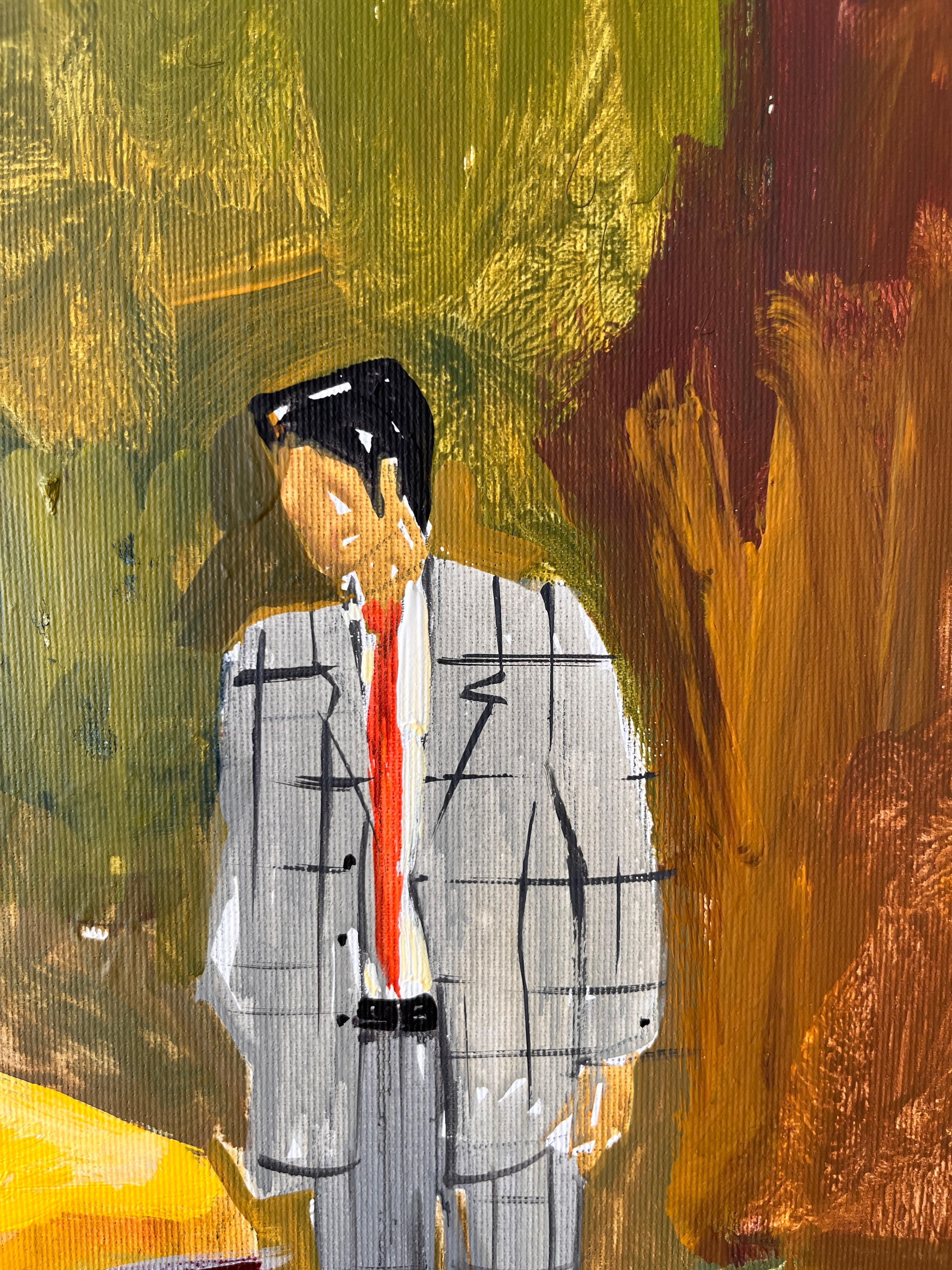 Stroll in the Sun - Brown Figurative Painting by Jacob Burda 