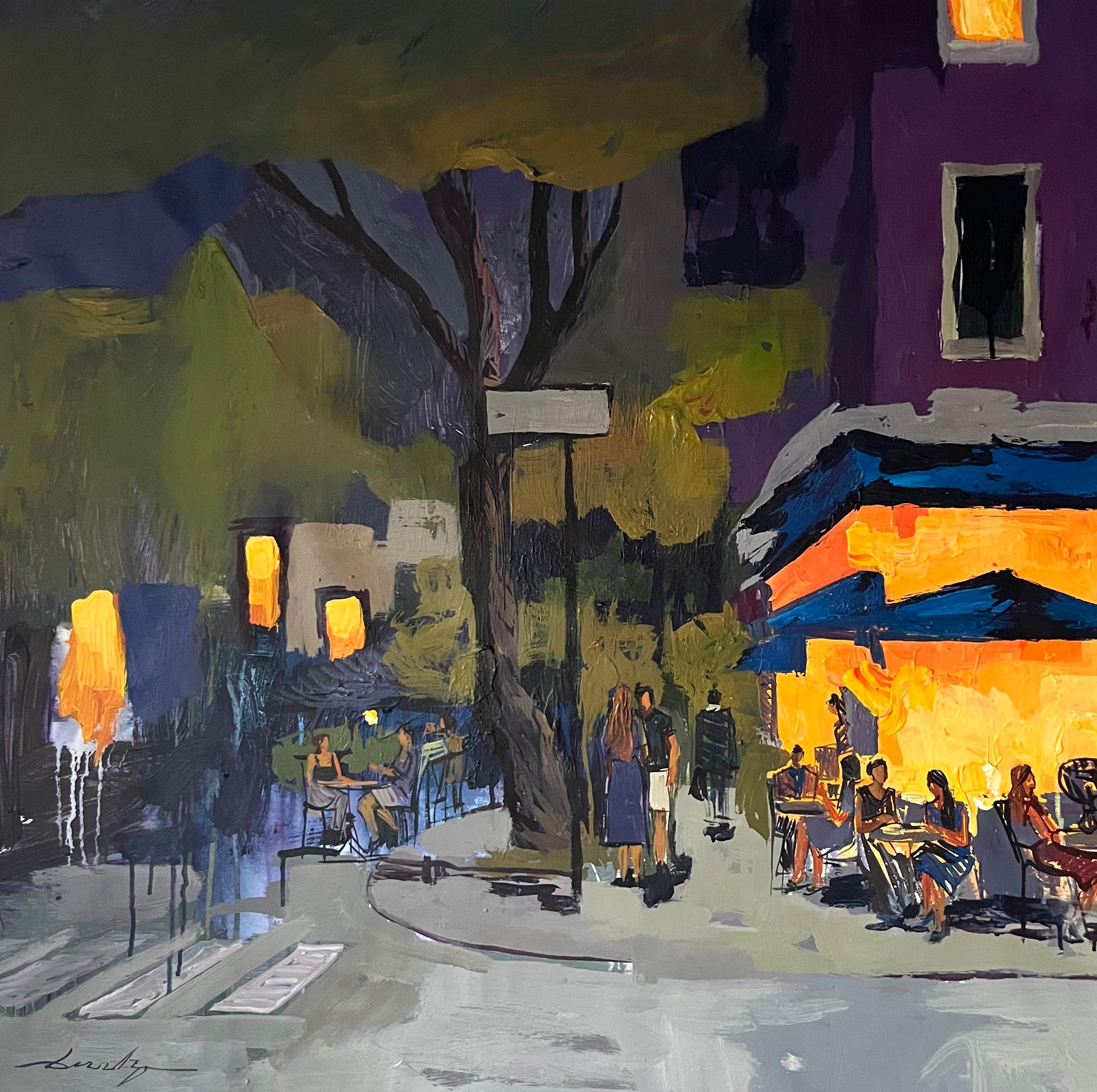 Jacob Burda  Landscape Painting - Twilight in the City
