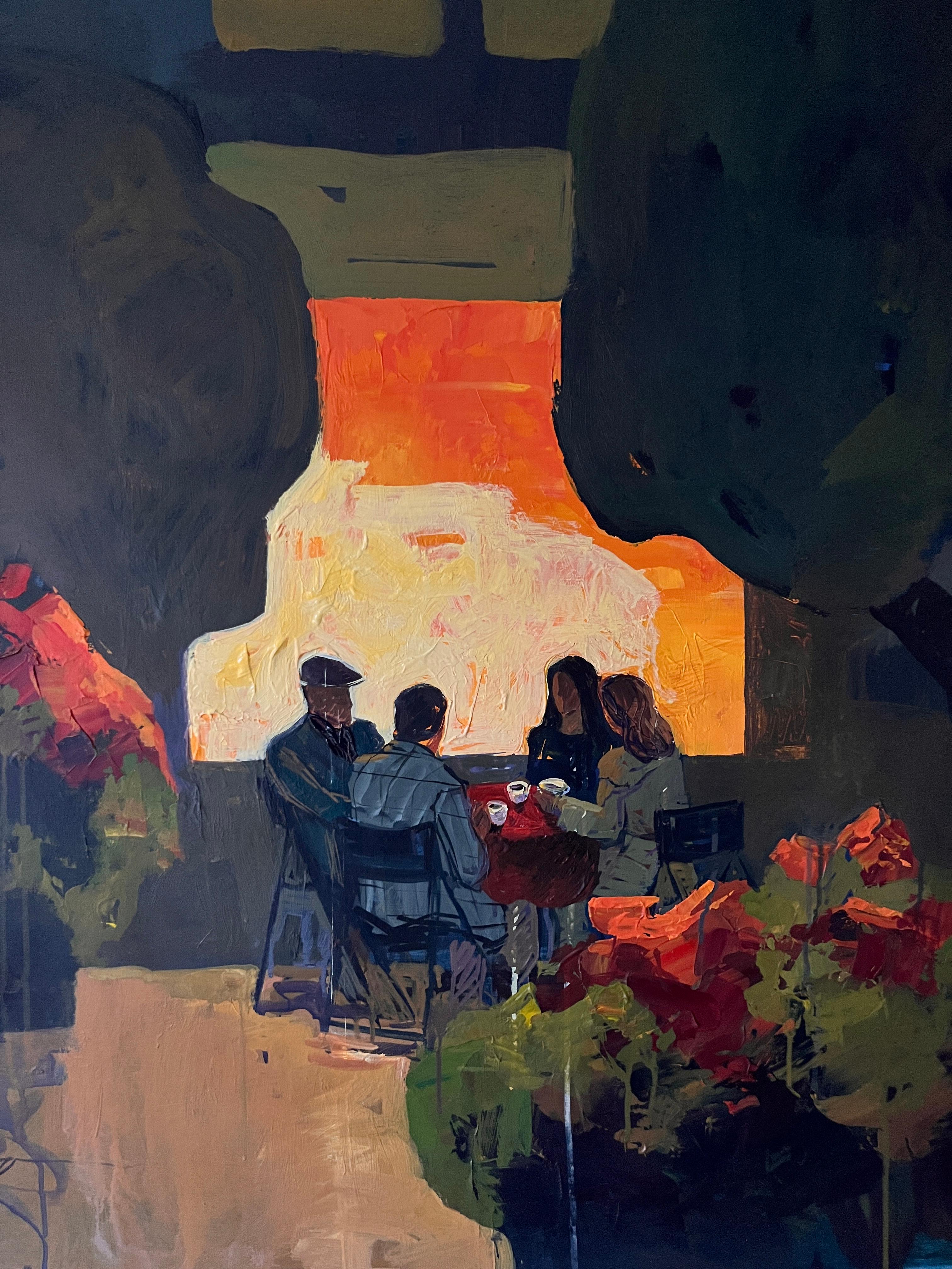 Conversations chaleureuses - Contemporain Painting par Jacob Burda 