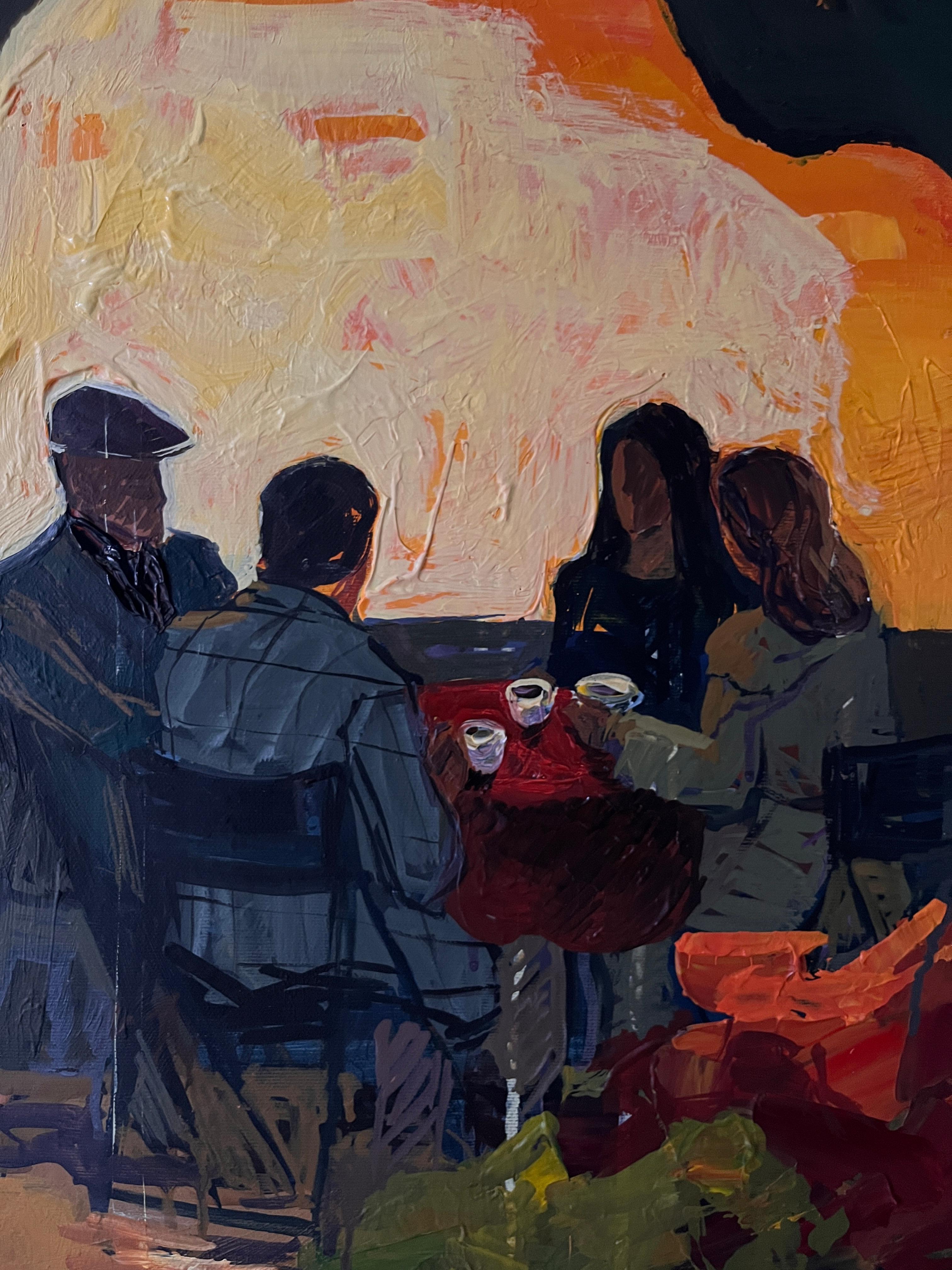 Conversations chaleureuses - Noir Landscape Painting par Jacob Burda 