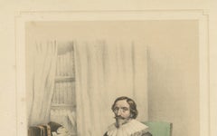 Jacob Cats – Dutch Poet and Statesman, 19th-Century Hand-Colored Lithograph