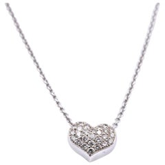 Jacob & Co. 18 Karat White Gold Pave Diamond Heart Necklace