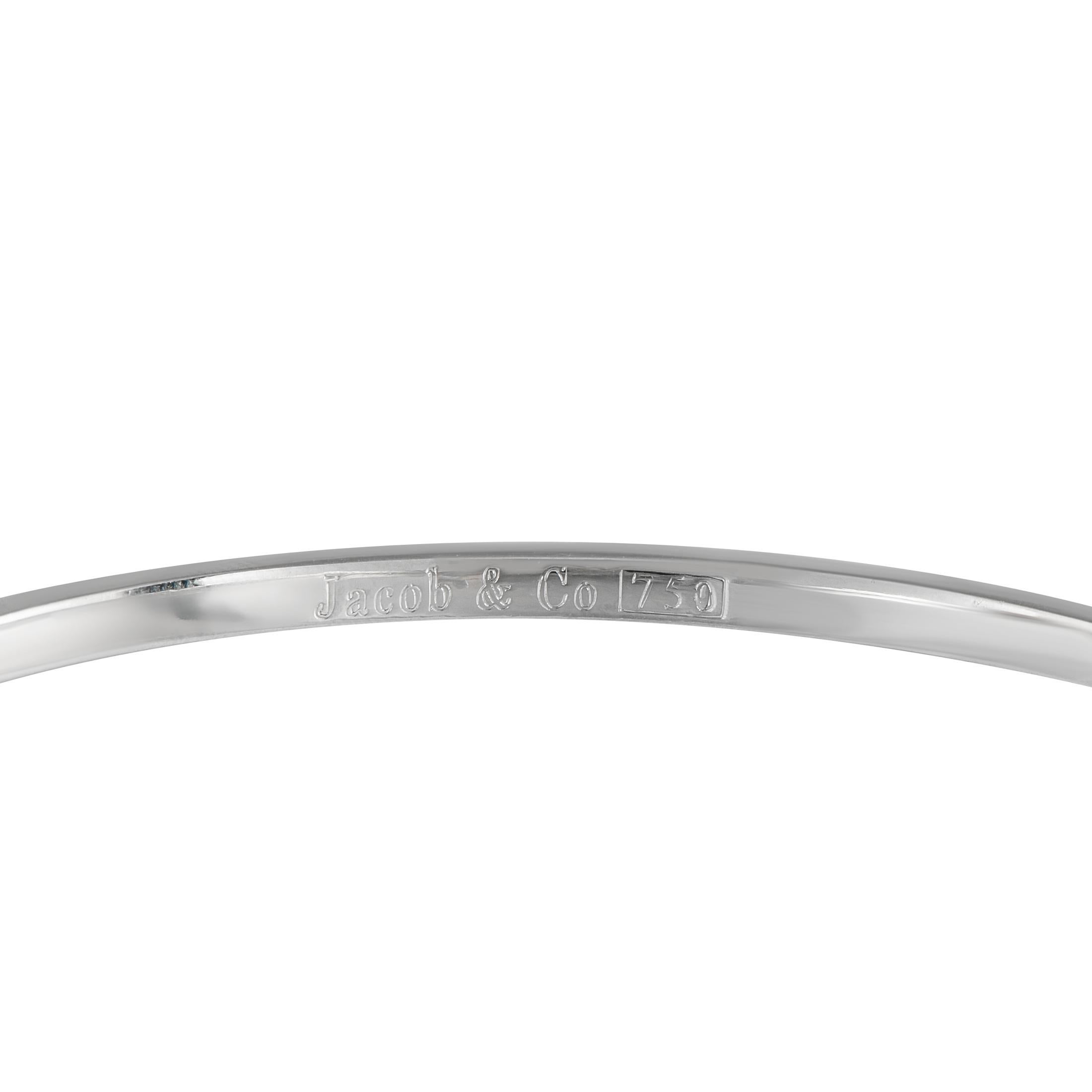 Round Cut Jacob & Co 18K White Gold 3.50ct Diamond Bangle Bracelet For Sale
