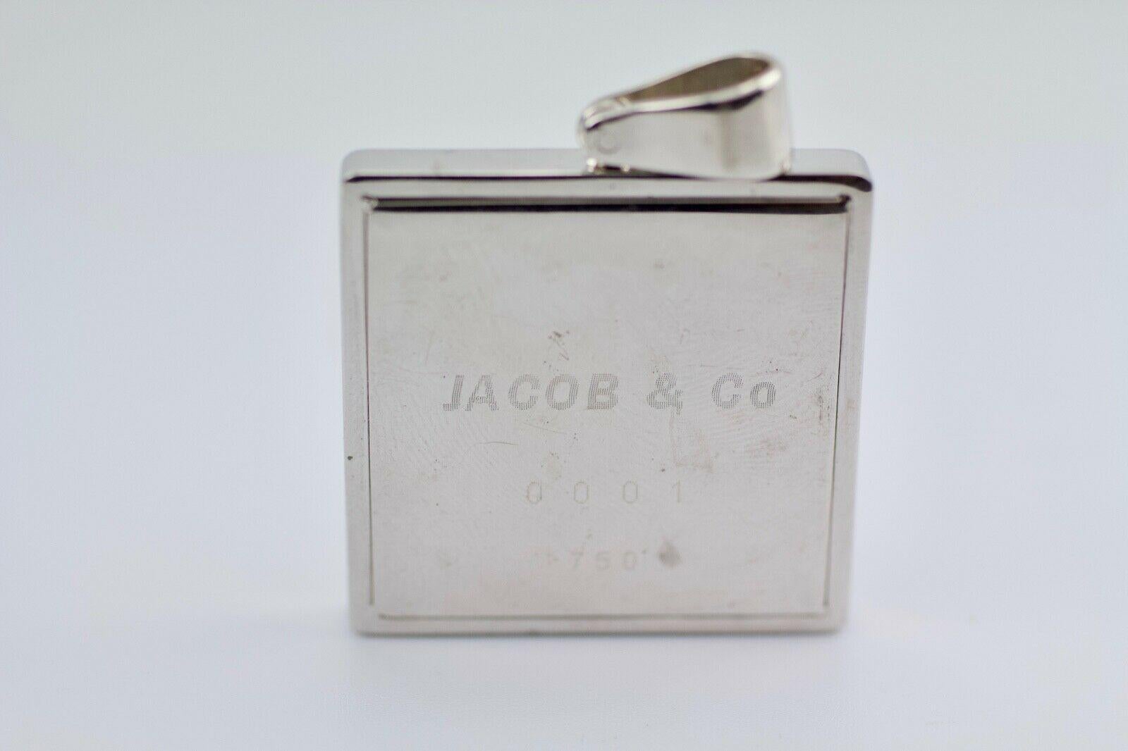 Jacob & Co. 18 Karat White Gold Men's Round White Diamond 2 Carat Puzzle Pendant In Good Condition In Montgomery, AL