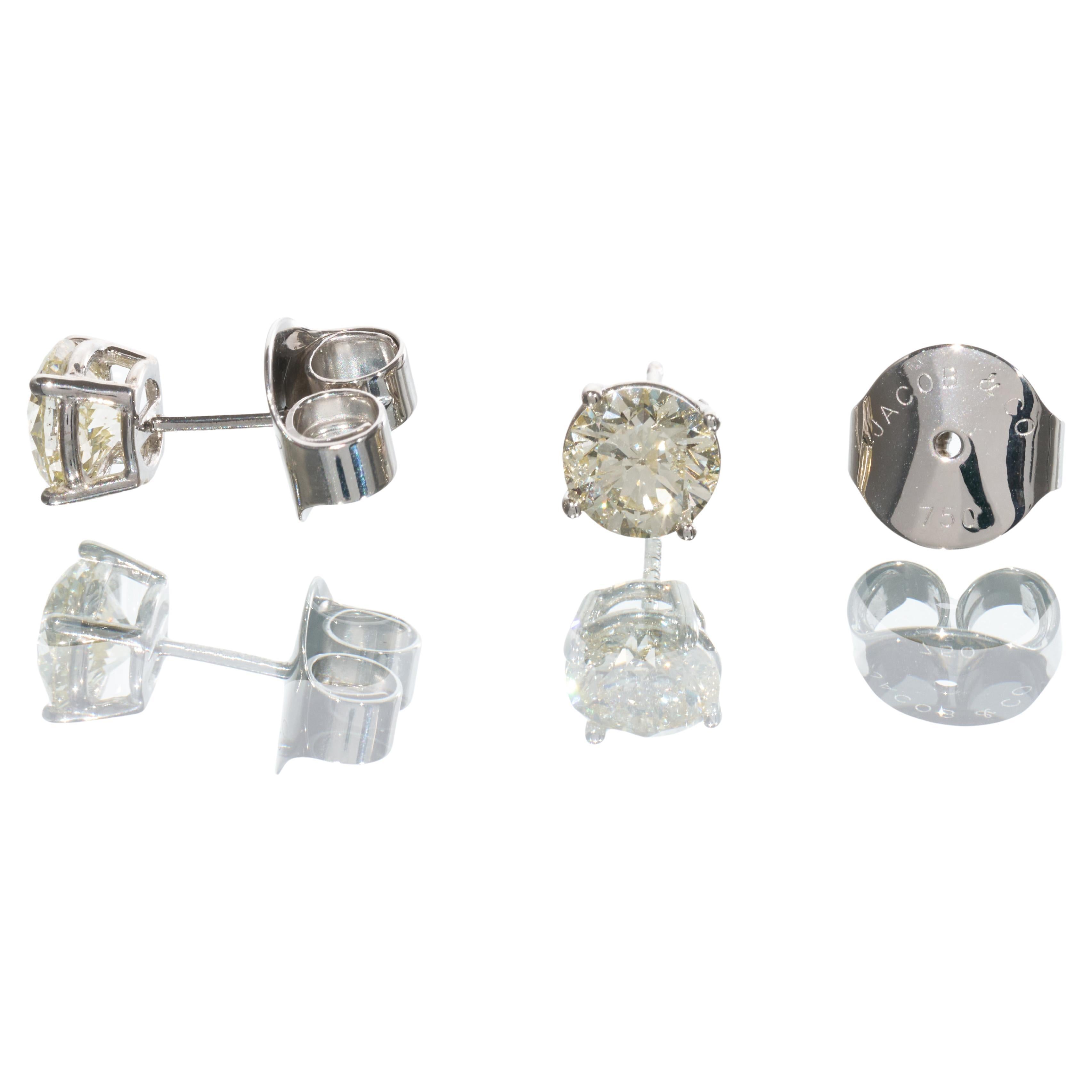 Jacob & Co  2.1CT Diamond Solitaire Earrings Set For Sale