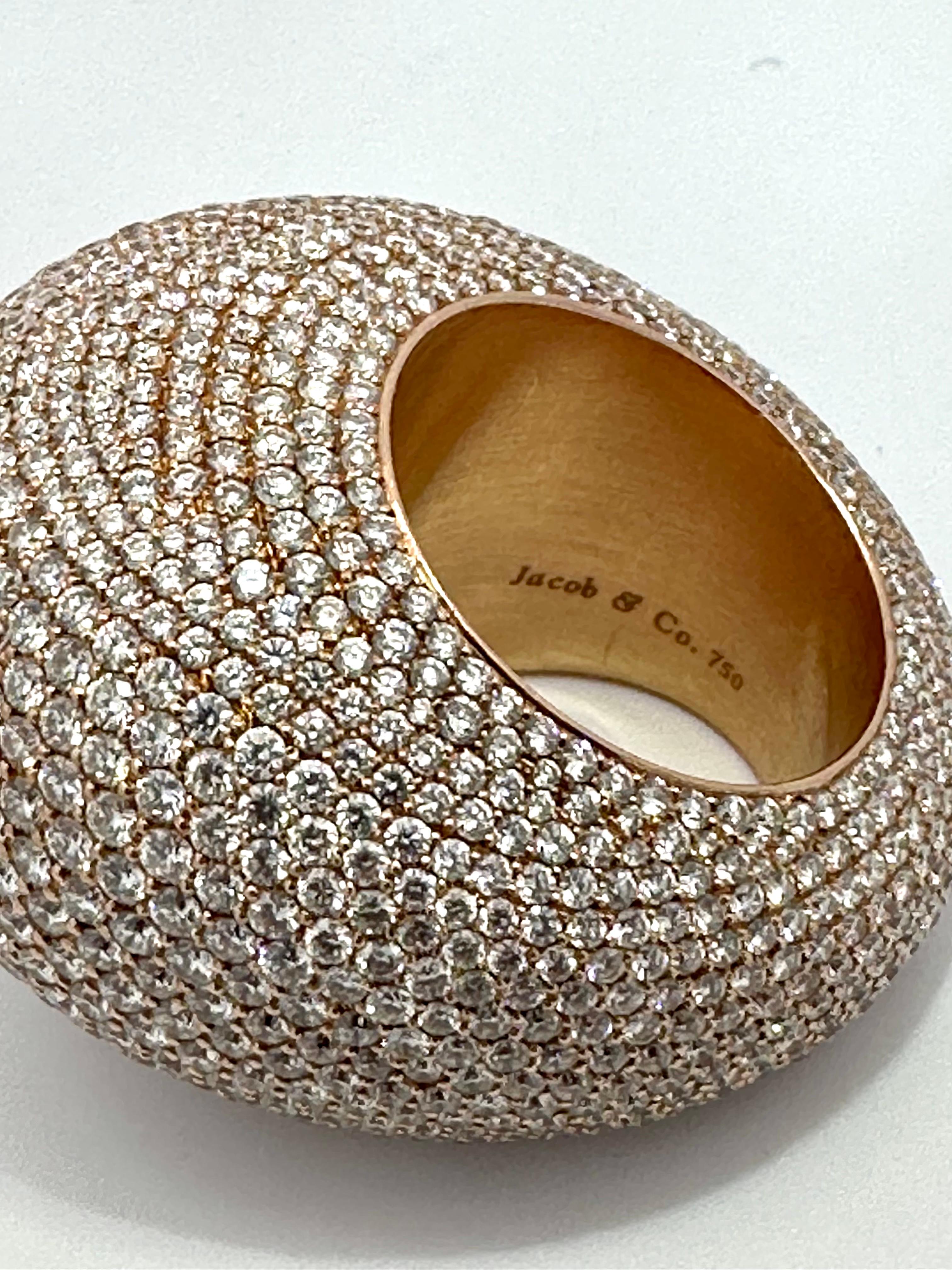 Modern Jacob & Co. 28ctw Diamond Huge Dome Cocktail Band Ring For Sale