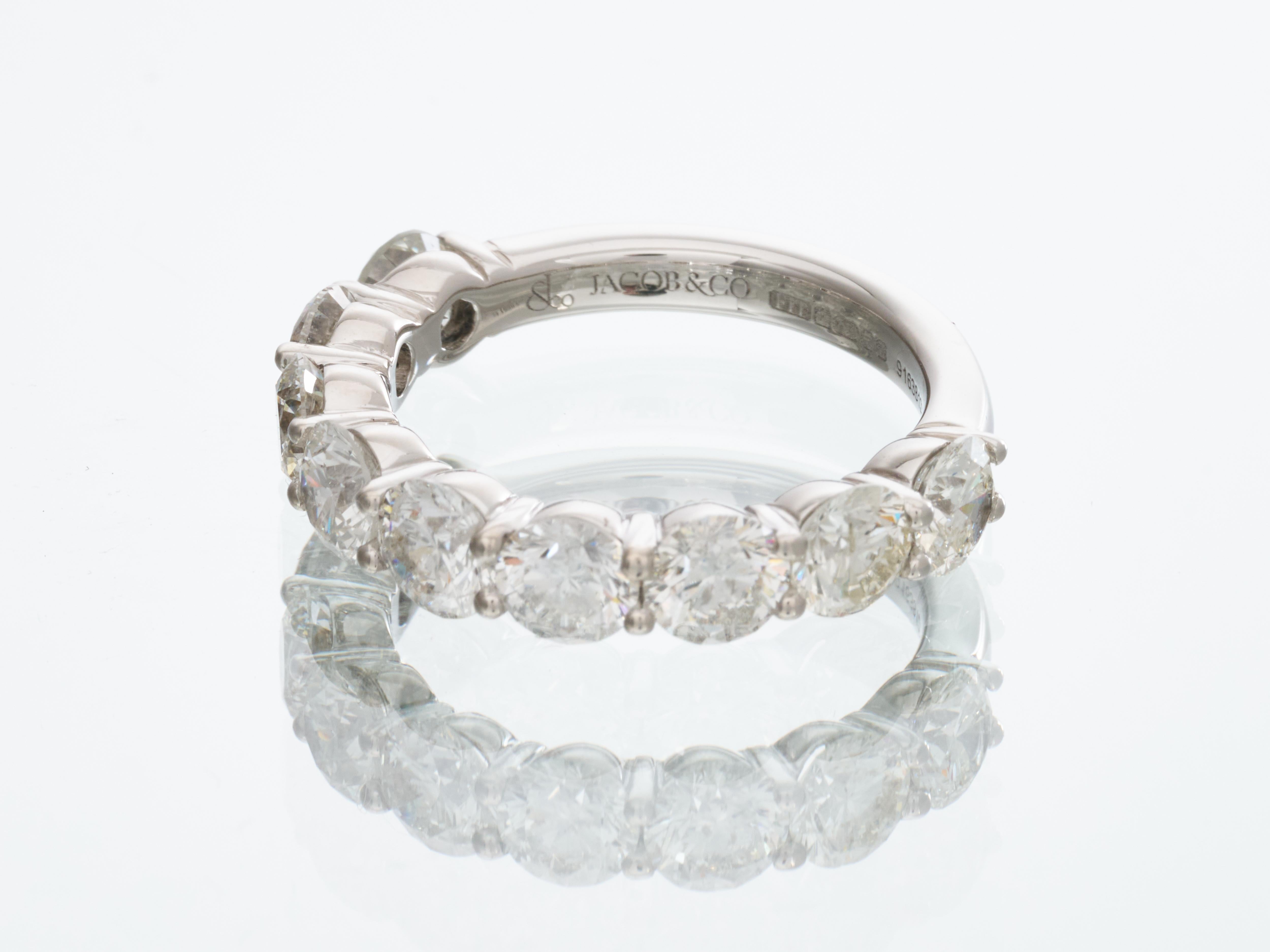 Jacob & Co 3.15CT Diamond Eternity Ring White Gold 9 Round Brilliant Diamonds For Sale 6